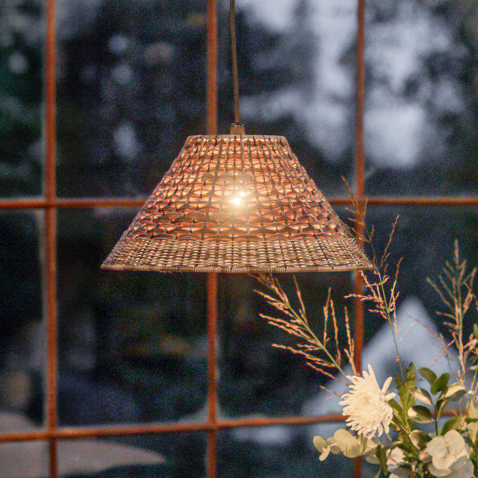 PR Home outdoor hanging light Lisen, Ø 45 cm, UK plug, natural