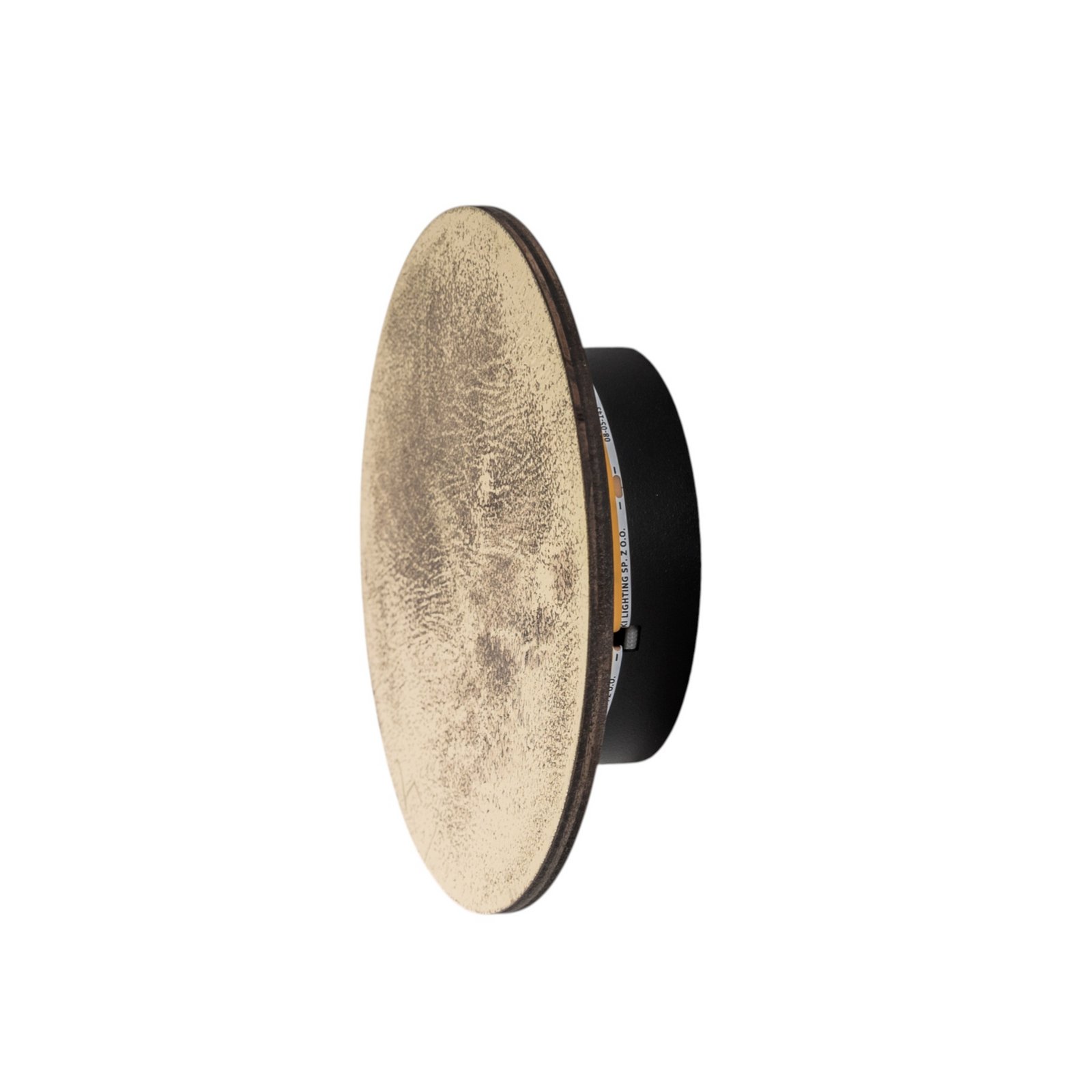 LED nástenné svetlo Ring S, Ø 15 cm, preglejka, zlatá farba