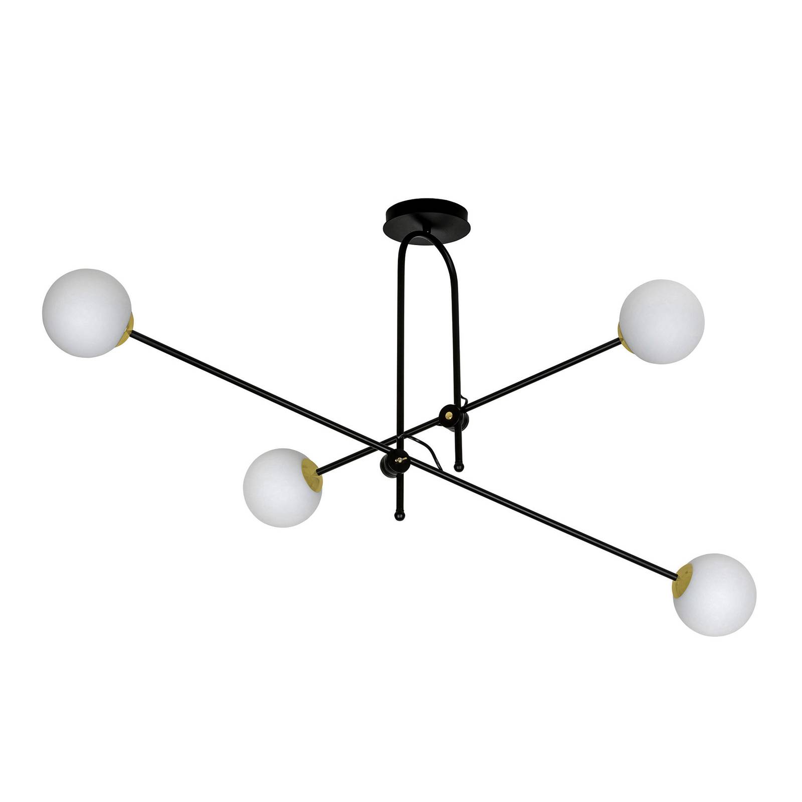 Plafonnier Kabo 2 bras noir/doré 4 lampes