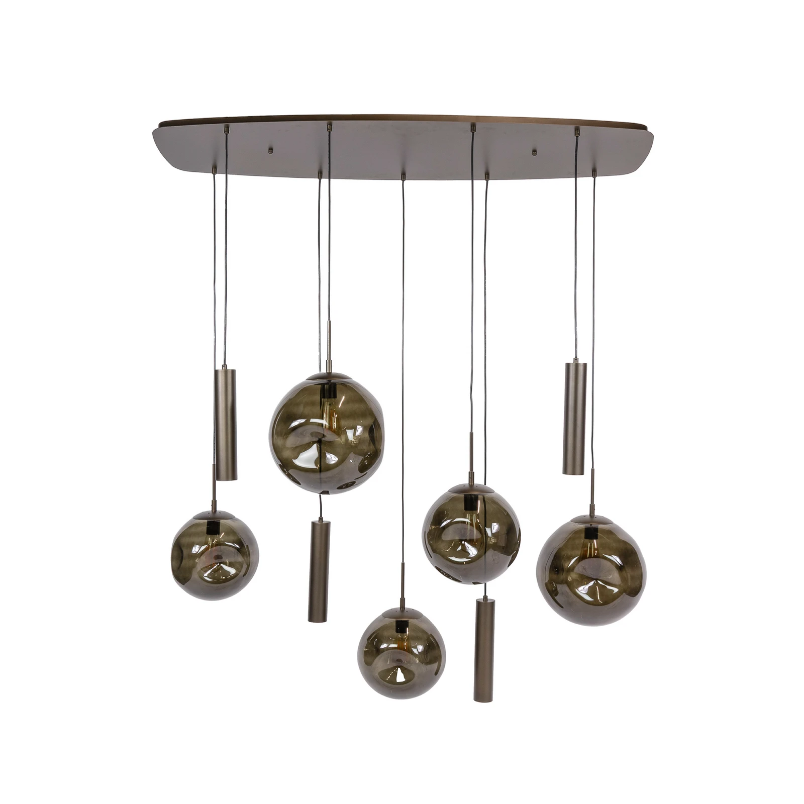 Pendelleuchte Stellar, braun, Glas, 9-flammig, E27, GU10