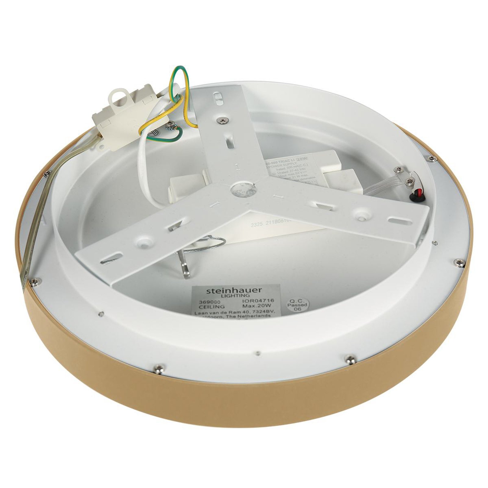 Candeeiro de teto LED Ringlede, dourado, altura 6 cm, Ø 28 cm