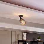 Lindby Eudoria ceiling spotlight 1-bulb black/gold