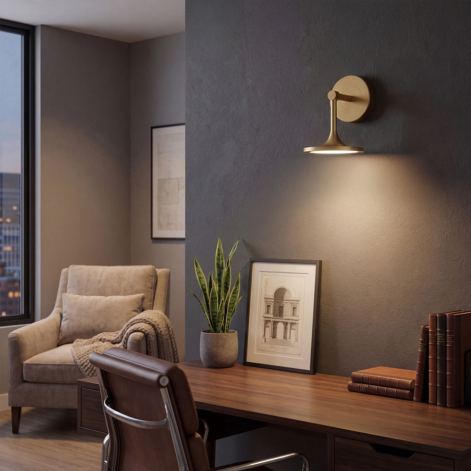 LED wandlamp Issa, goudkleurig, hoogte 20 cm, metaal, IP44 LED wandlamp Issa, goudkleurig, hoogte 20 cm, metaal, IP44