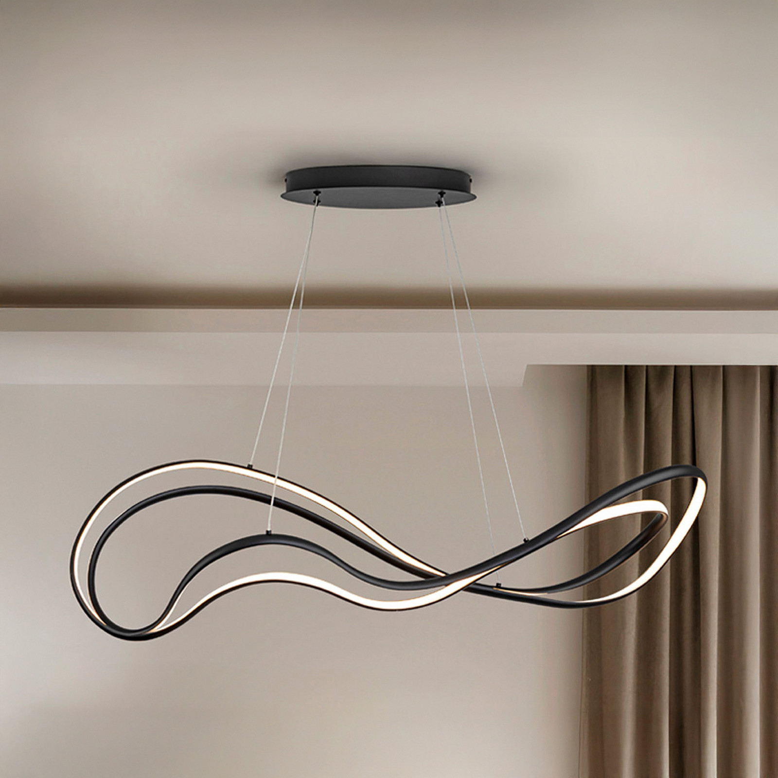 Schuller Valencia Lampă suspendată LED Danza negru mat metal aluminiu - Camera de zi / sufragerie - modern