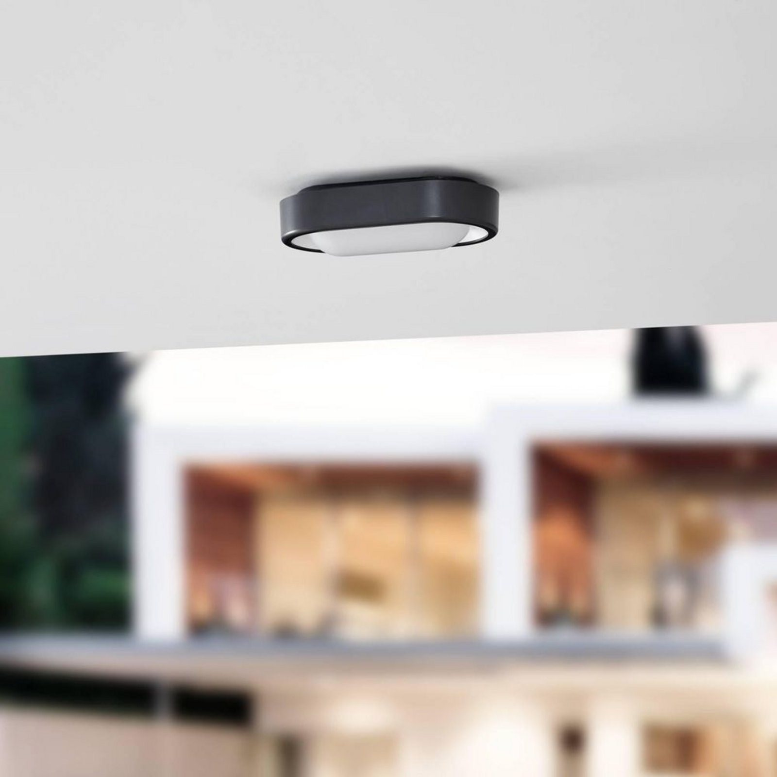 Niniel Oval LED Ulko Kattovalaisin Black/White - Lindby
