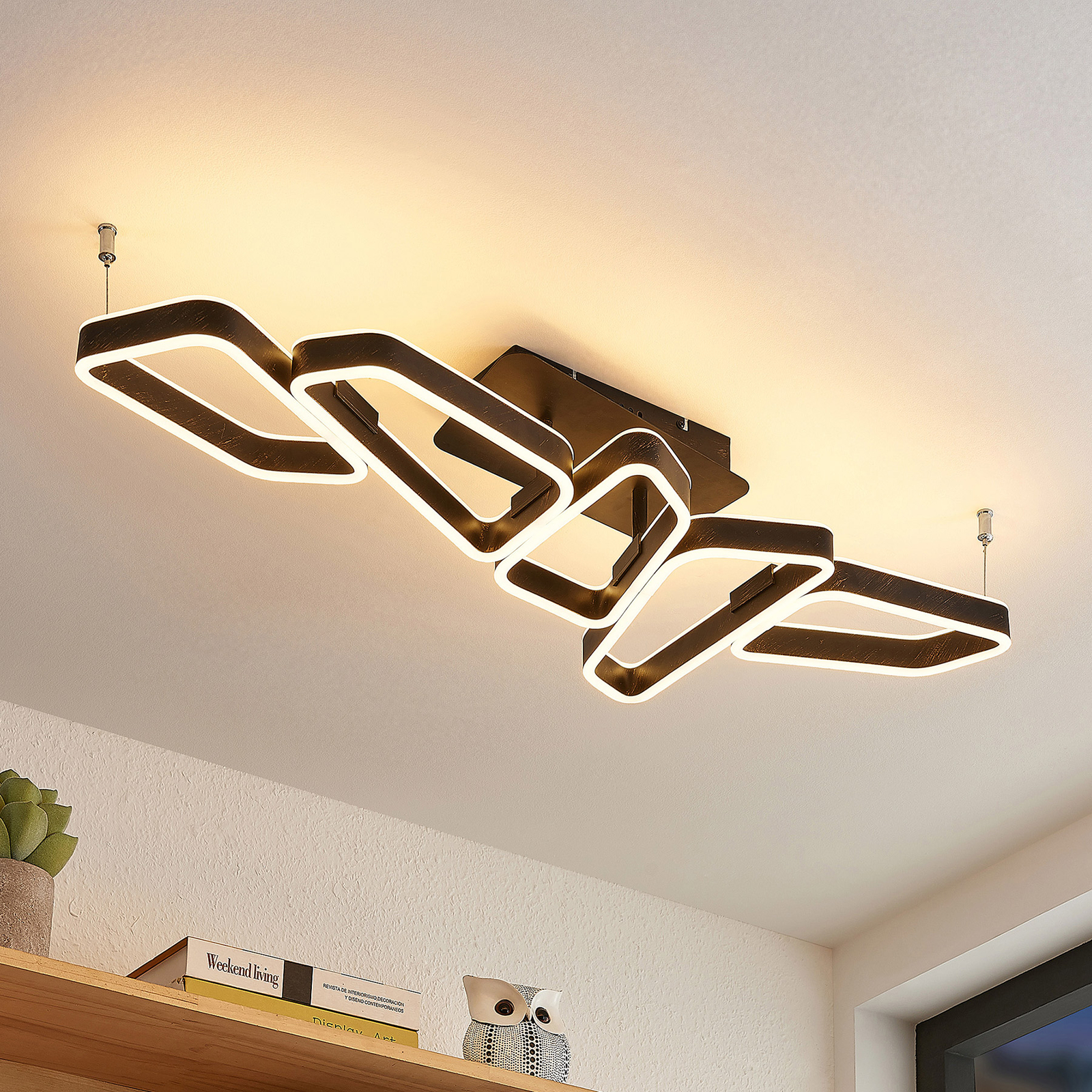 Lucande Quinn -LED-kattovalo 5-lamppuinen, musta