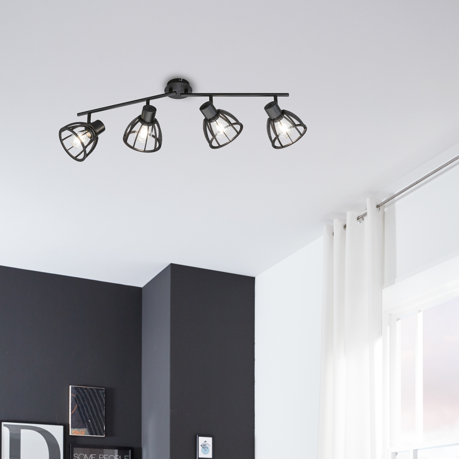 Tilda ceiling spotlight, wood, 4-bulb