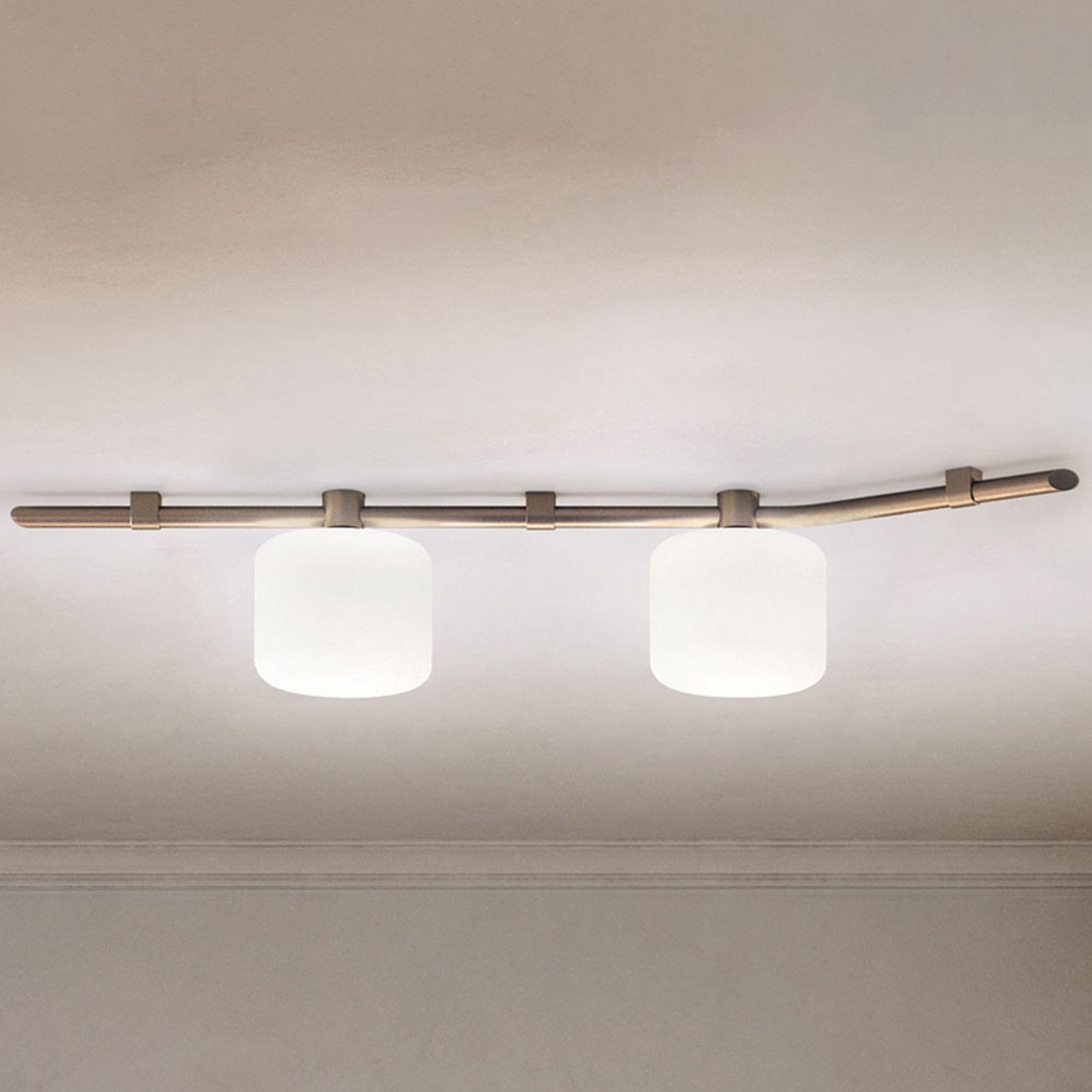 kdln Plafonieră Floed lungime 151 cm culoare bronz 2 becuri. - Camera de zi / sufragerie - Design - opal bronz - Sticlă