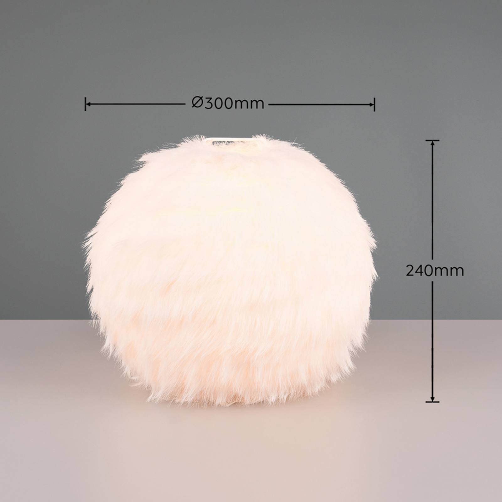 Lámpara de mesa Furry, altura 24 cm, color arena, felpa sintética