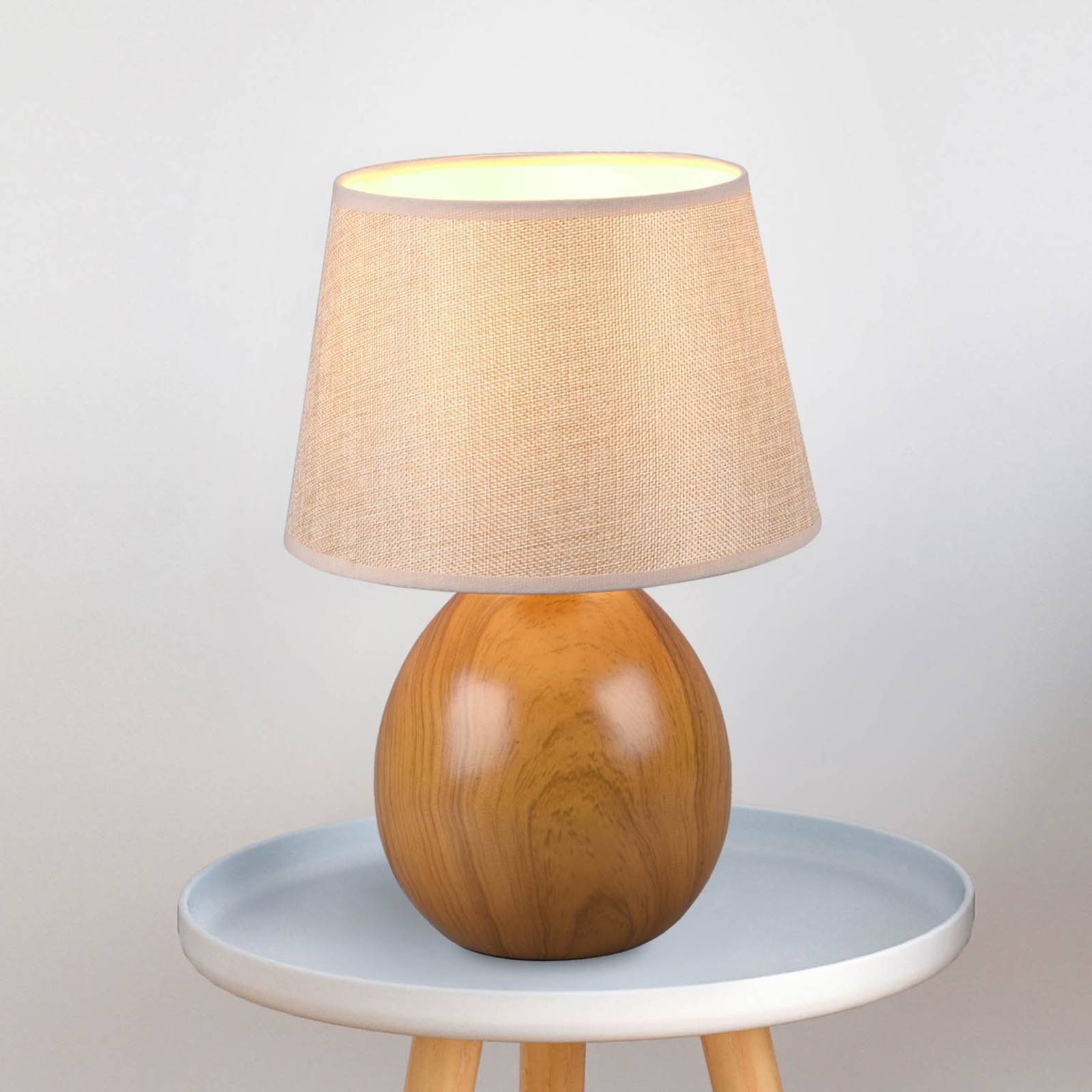 Loxur bordlampe høyde 35 cm beige/treutseende