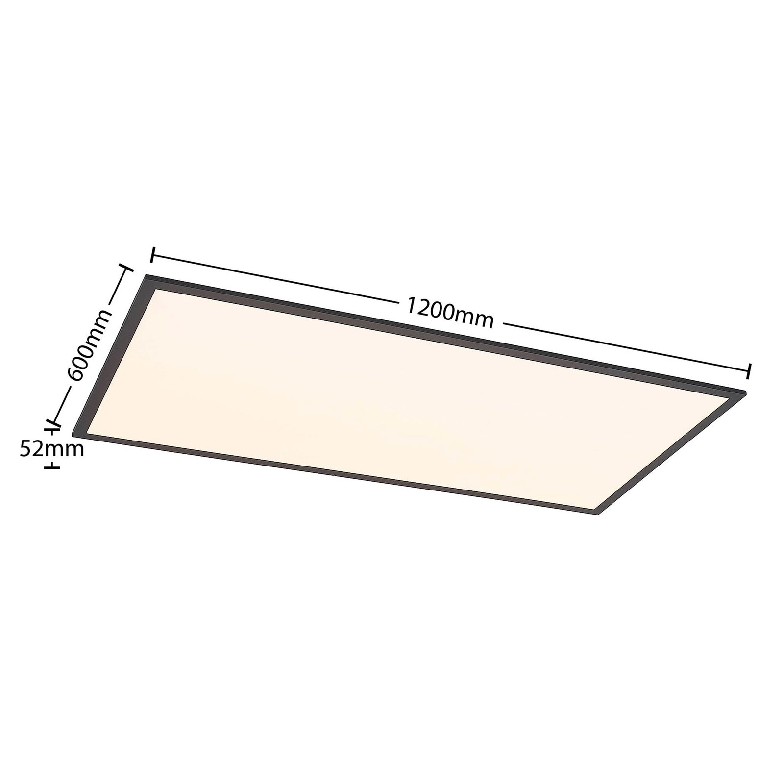 Lindby LED paneel Nelios, 120 x 60 cm, CCT, zwart, metaal