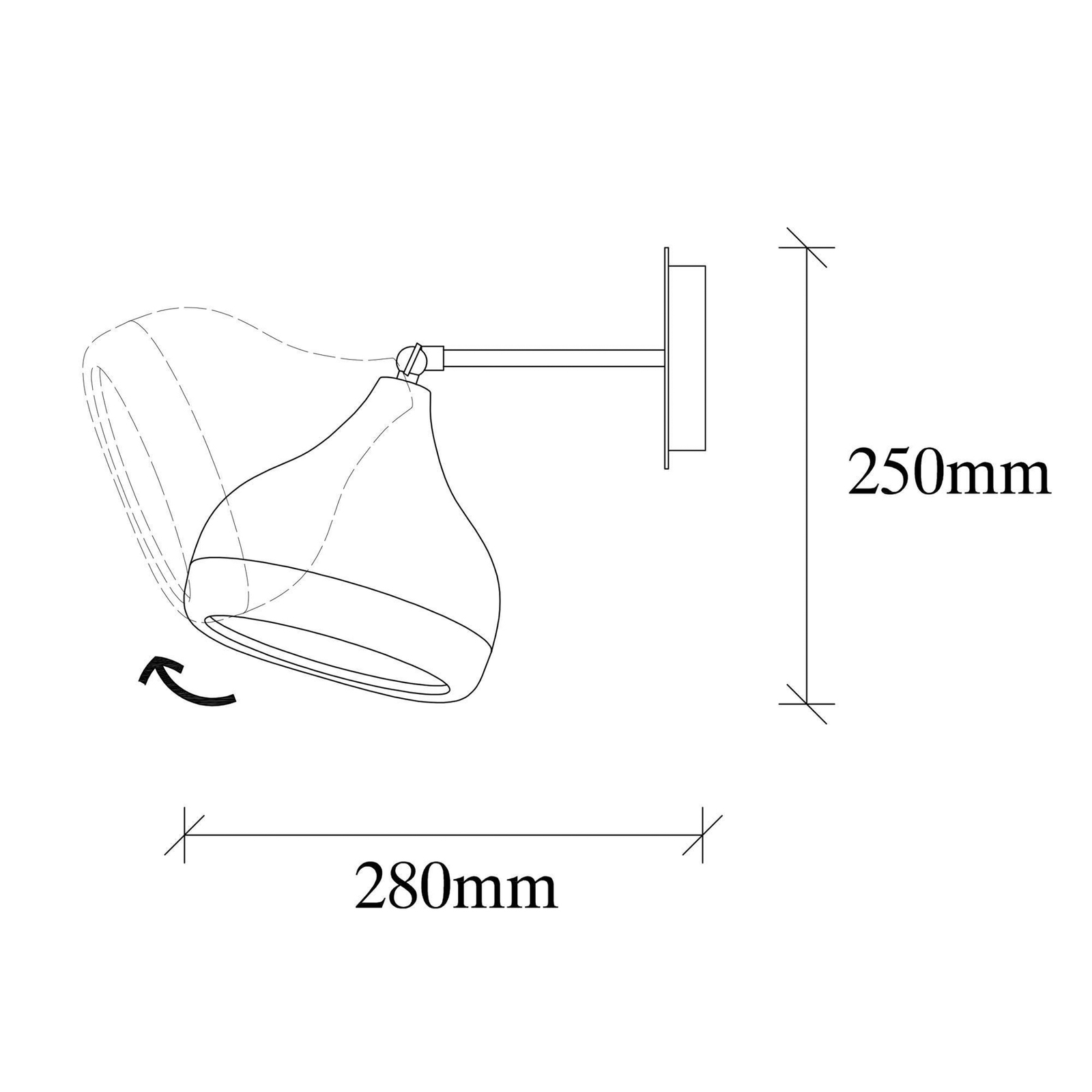 Yildo 6901 vägglampa, svart/koppar, metall