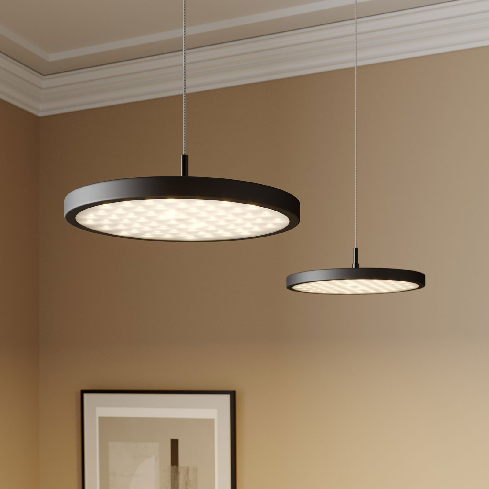 Rothfels Gion LED pendant light 2-bulb alu/black