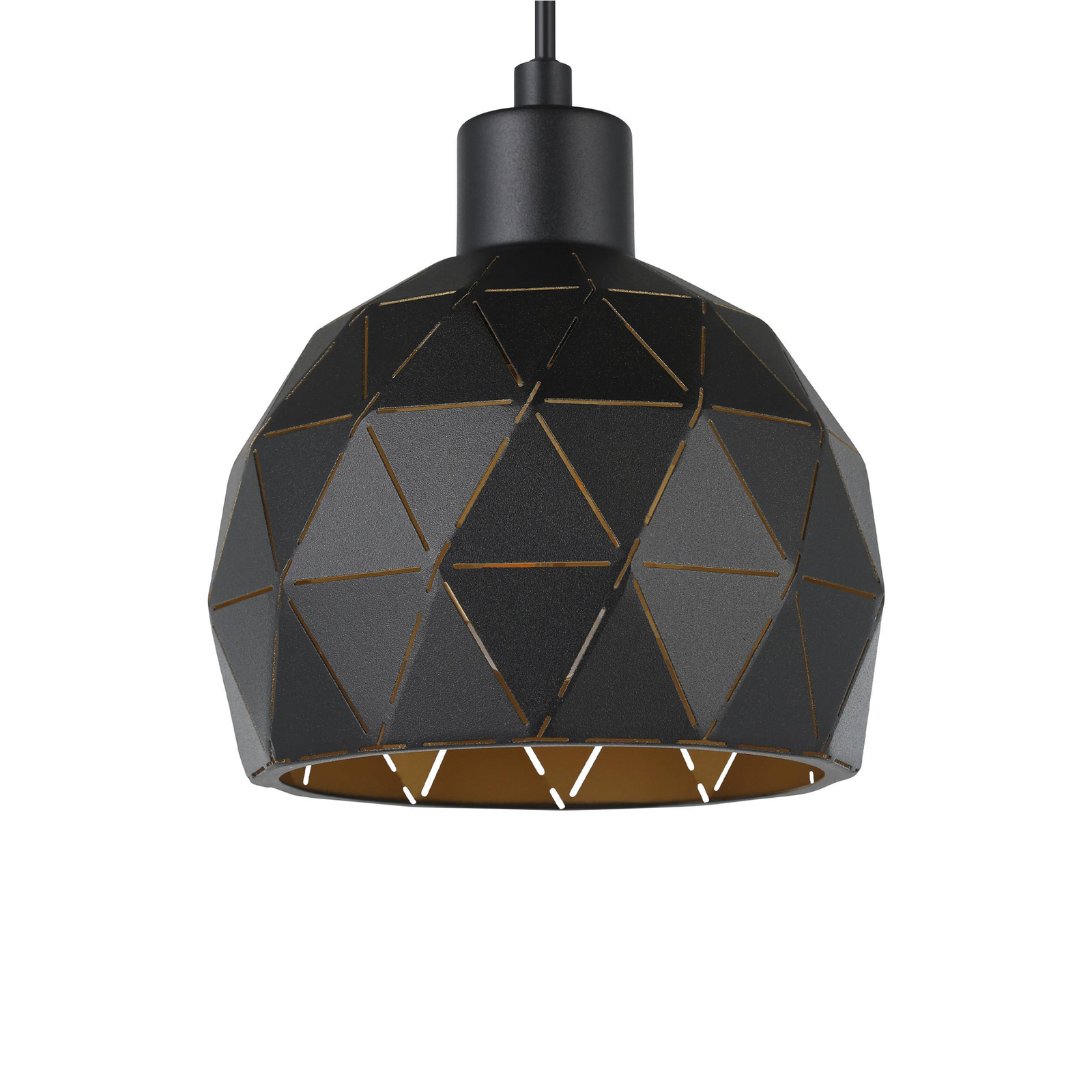 Roccaforte hanging light, black/gold-coloured, length 75 cm