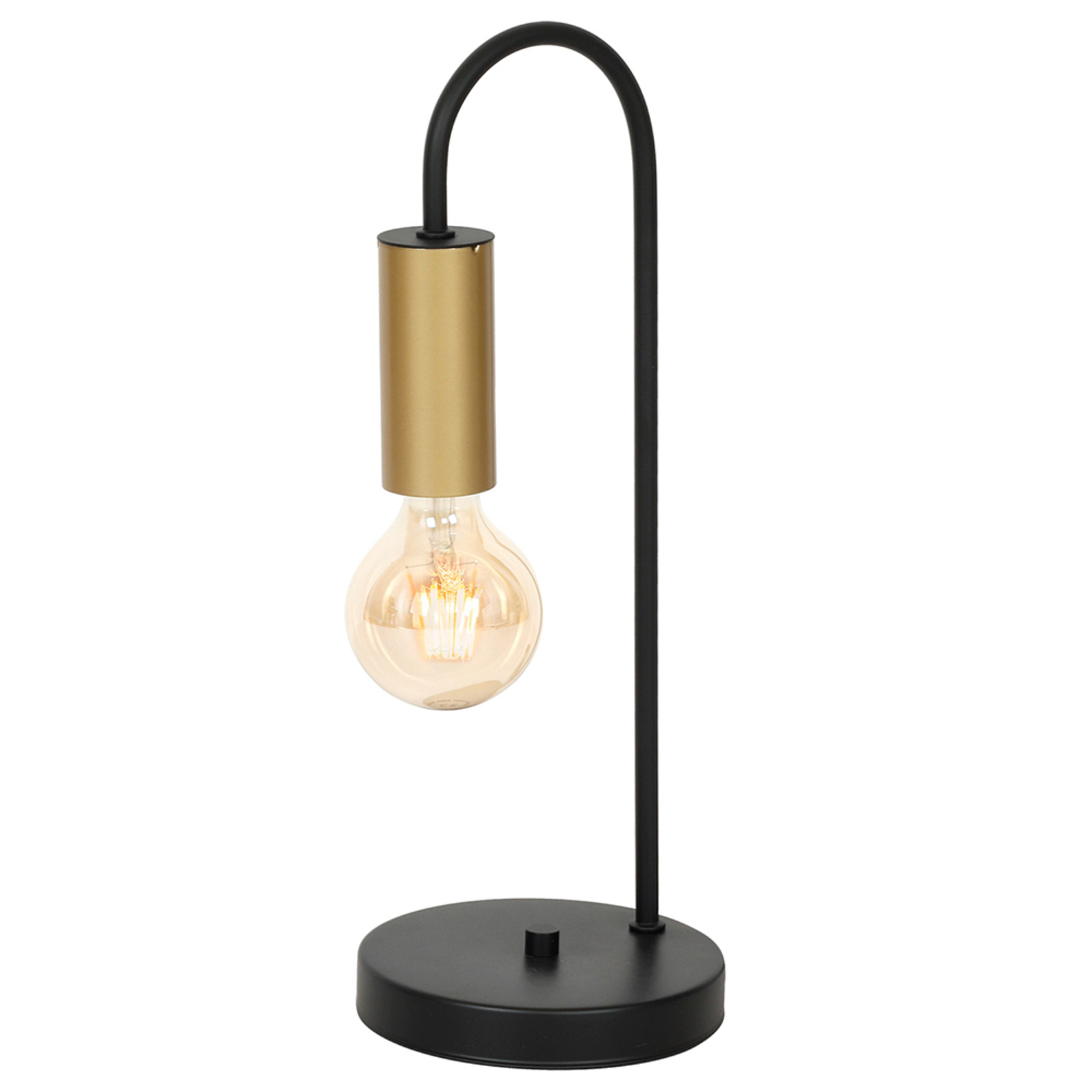 LUMINEX Loppe table lamp, 1-bulb, black/gold, for Living / Dining Room, metal, E27, 60 W, energy efficiency: A++, H: 39 cm