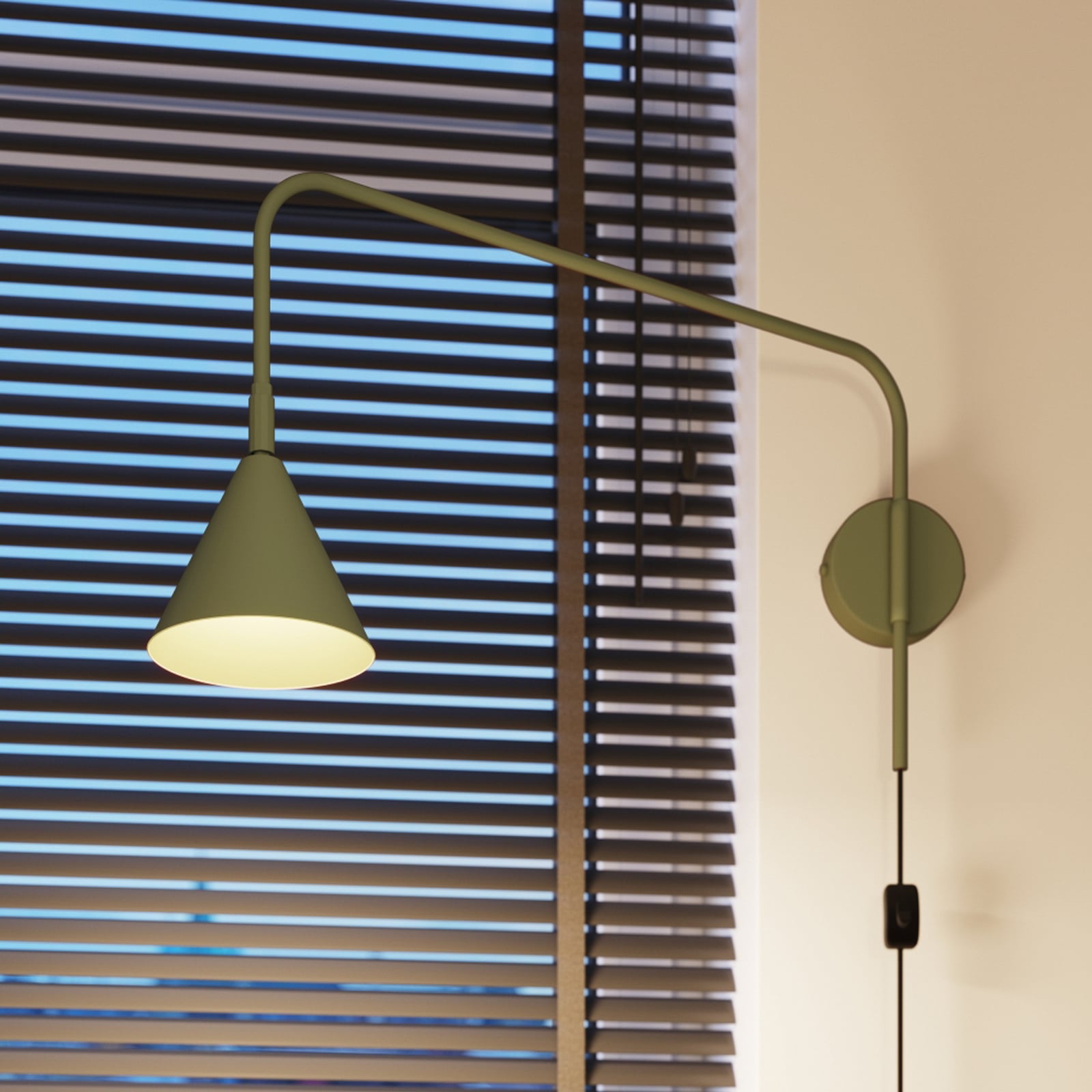 LYS fali lámpa, olajzöld, Ø 14 cm, fém dugó E14 - SOLLUX