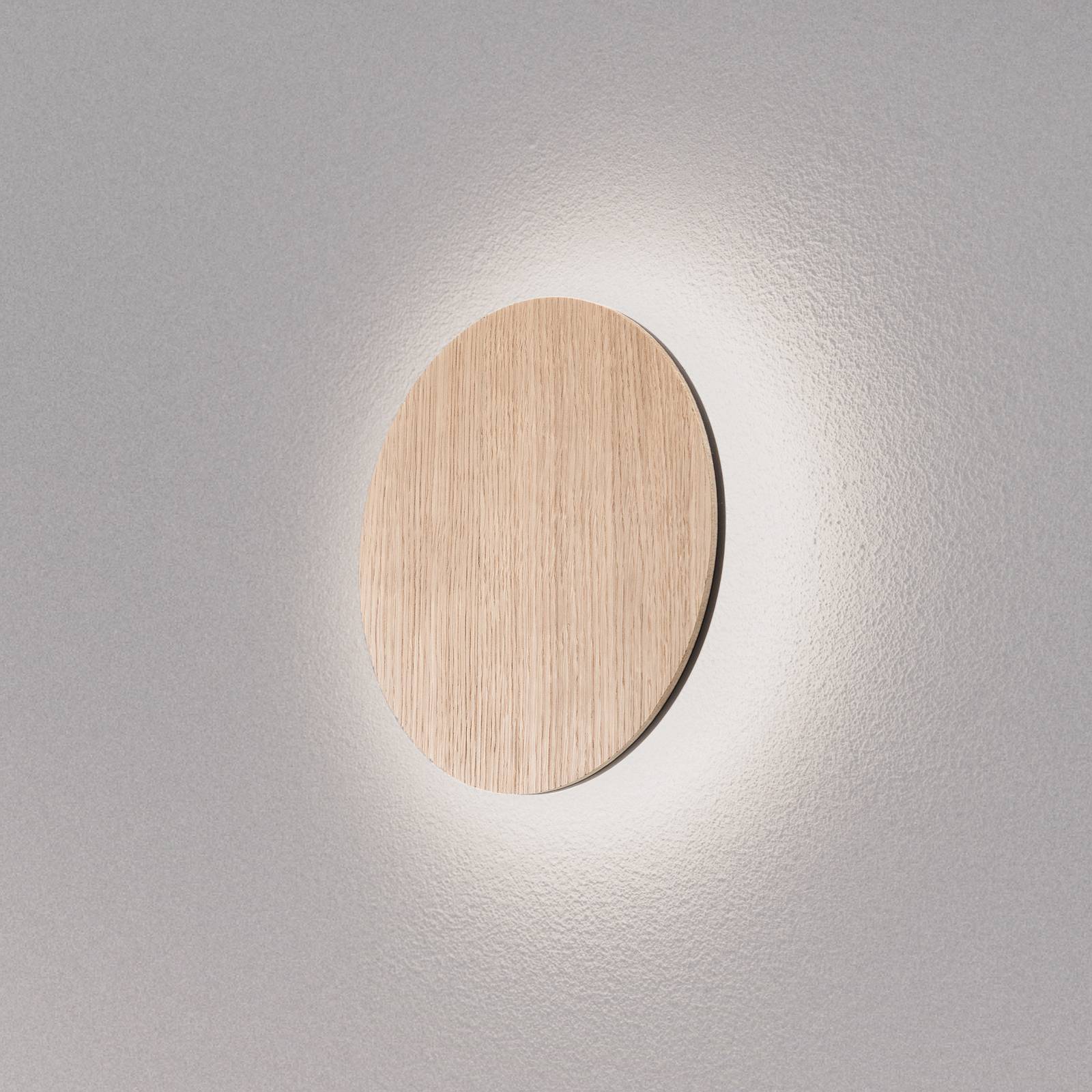 LED-Wandleuchte Orios, Holz, Ø 20 cm, indirekt strahlend günstig online kaufen