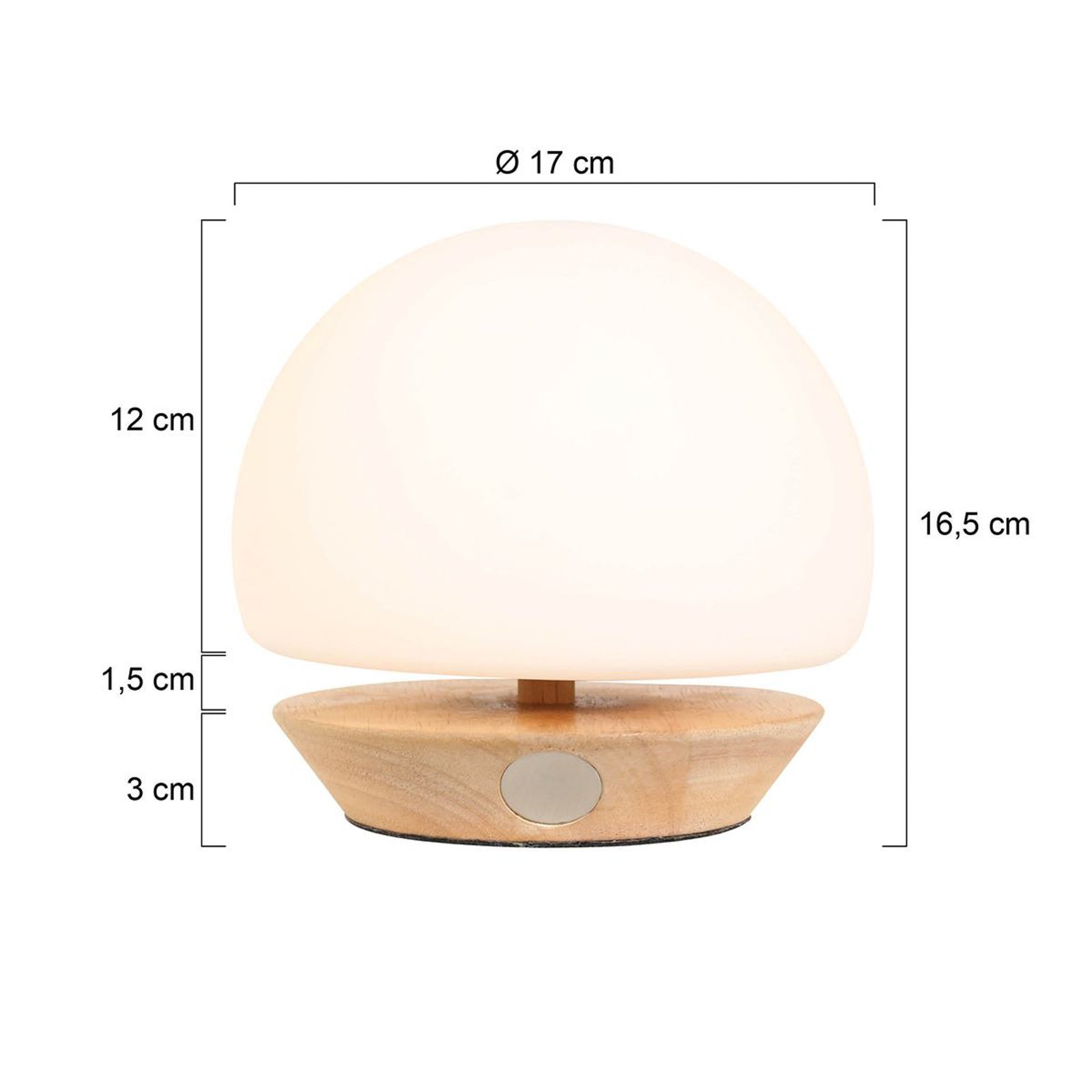 Lampe de table Ancilla, bois, verre, hêtre, blanc opale, douille G9