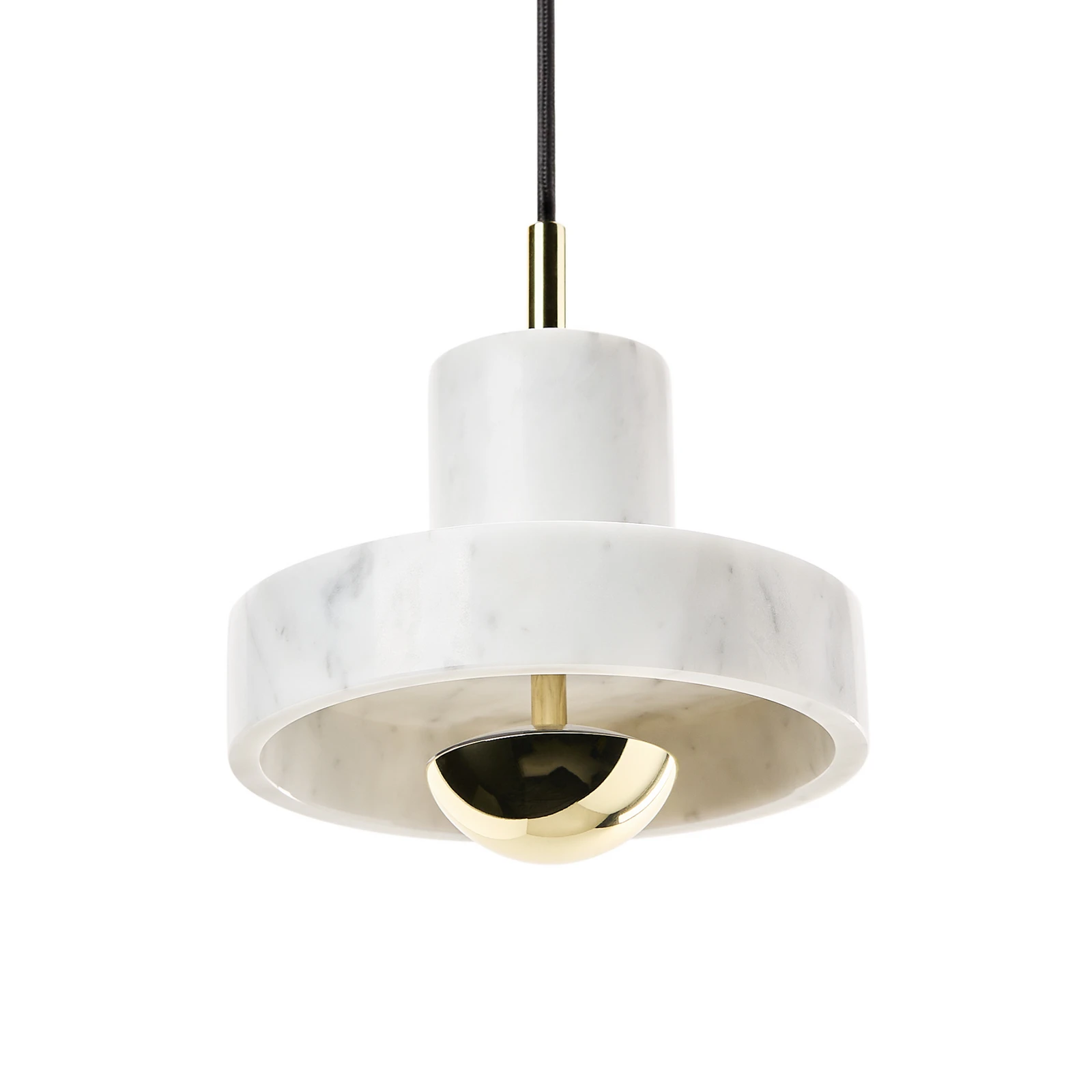 Tom Dixon LED κρεμαστό φωτιστικό Stone, λευκό, Ø 18 cm, μάρμαρο
