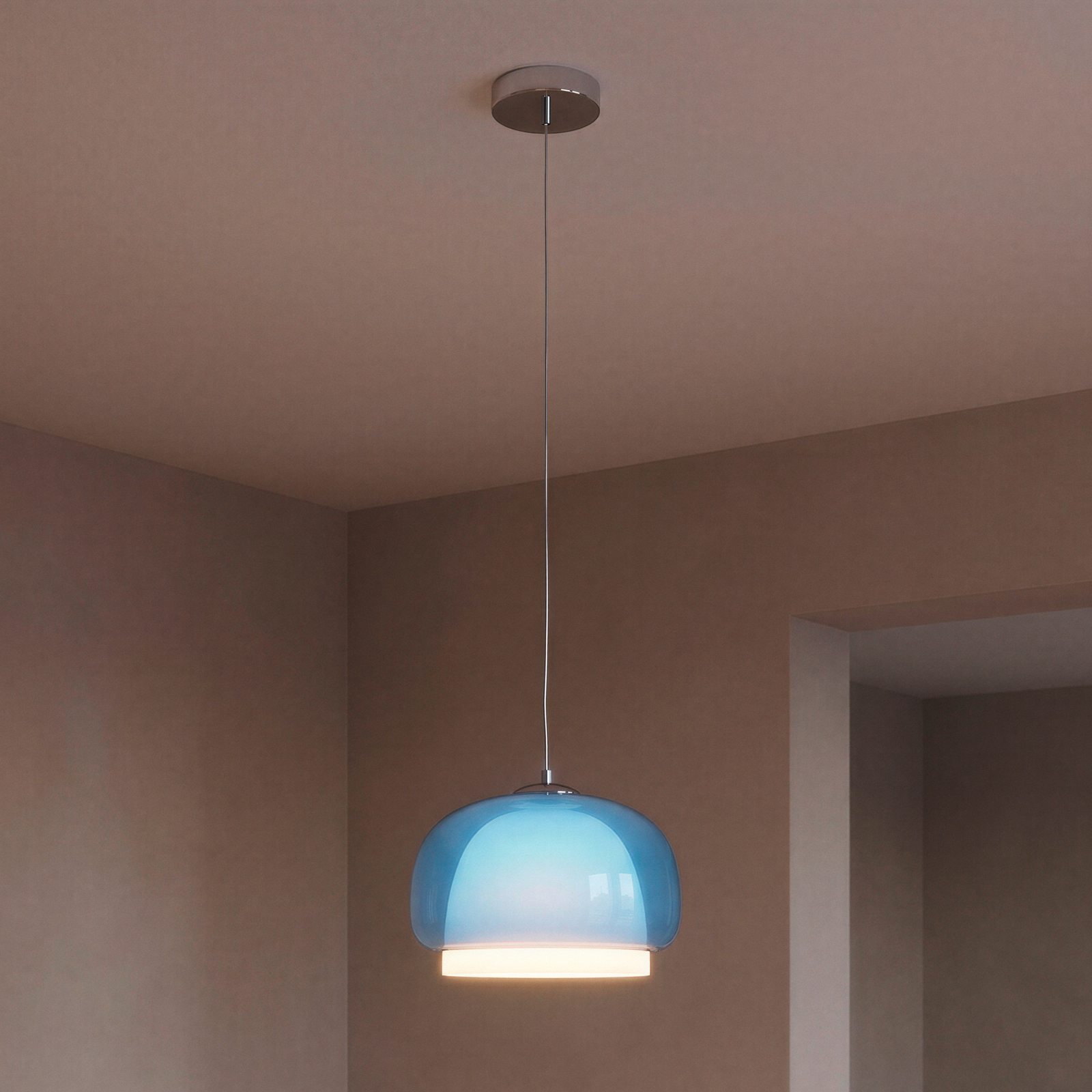 Hängeleuchte Belomontejo, Ø 30 cm, blau-transparent, Glas