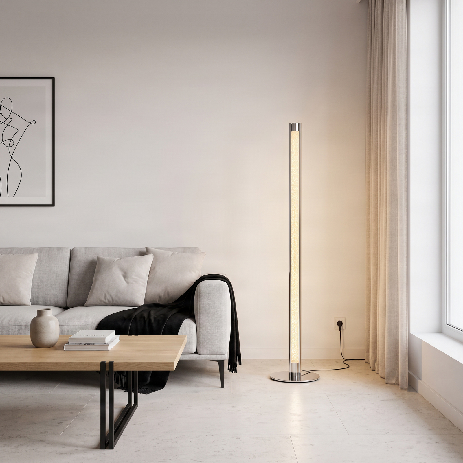 Lampe sur pied LED Lindby Hadis, RVB, télécommande, blanc, 120 cm Lampe sur pied LED Lindby Hadis, RVB, télécommande, blanc, 120 cm
