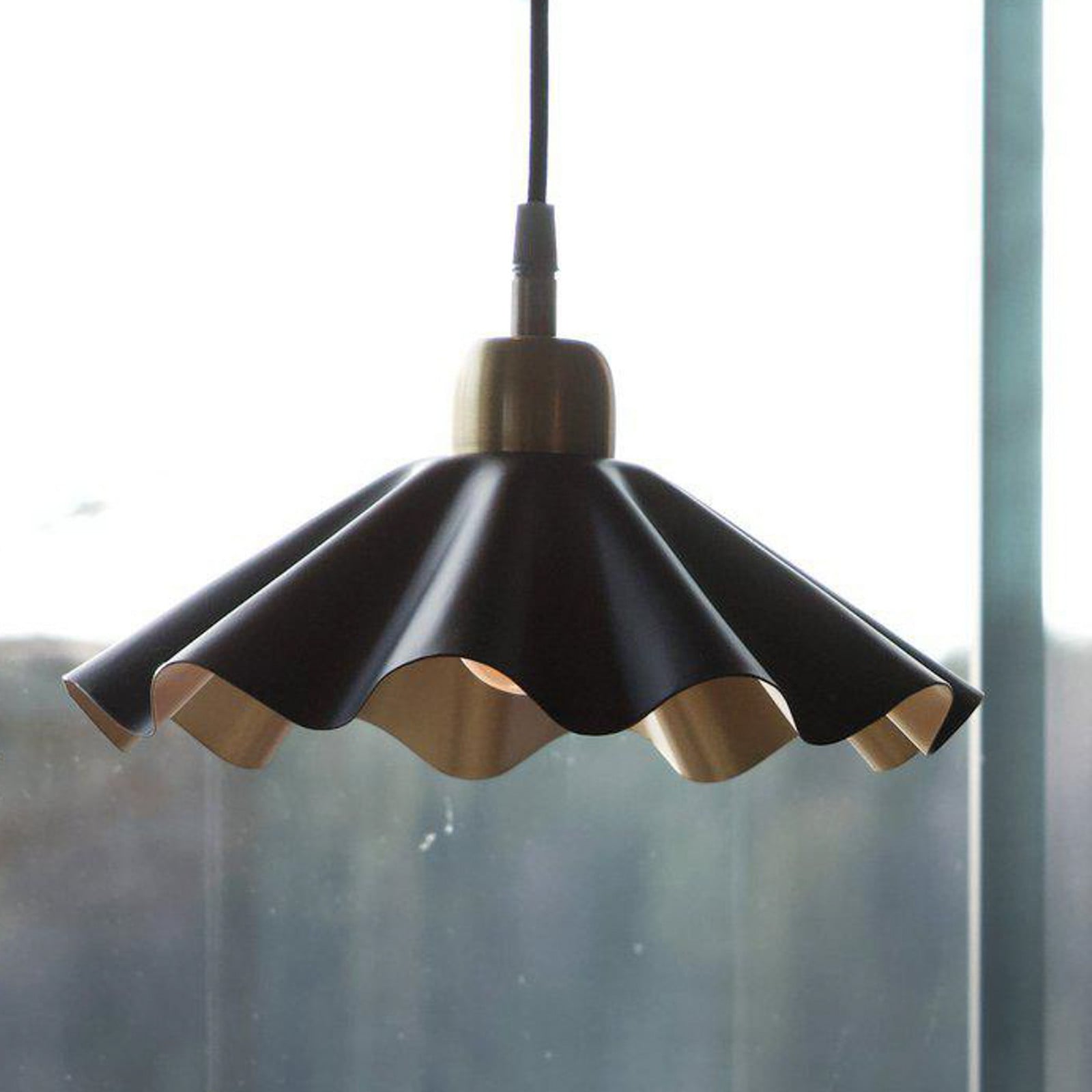 PR Home Aira mala viseća svjetiljka, crna/mesing, Ø 25 cm, s utikačem - Dnevni boravak/blagovaonica - Vintage - crna, mesingana - Metal