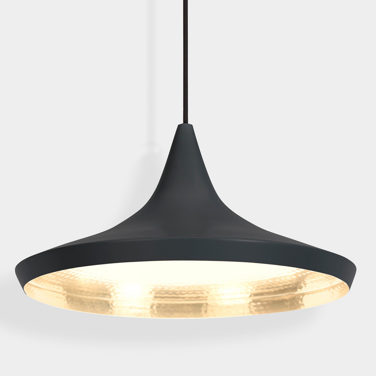 Tom Dixon LED hanging light Beat Wide, black, Ø 36 cm brass