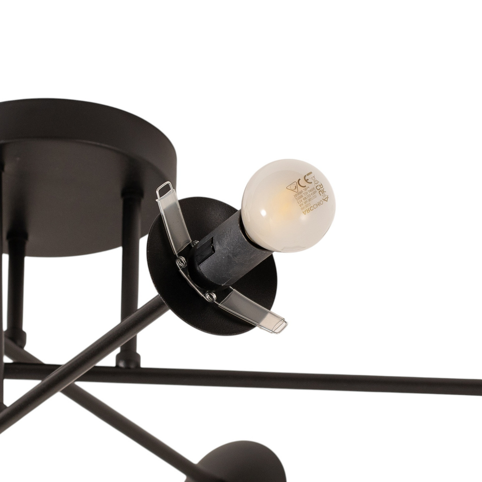 Plafonnier Glassy, à 6 lampes, noir/opale