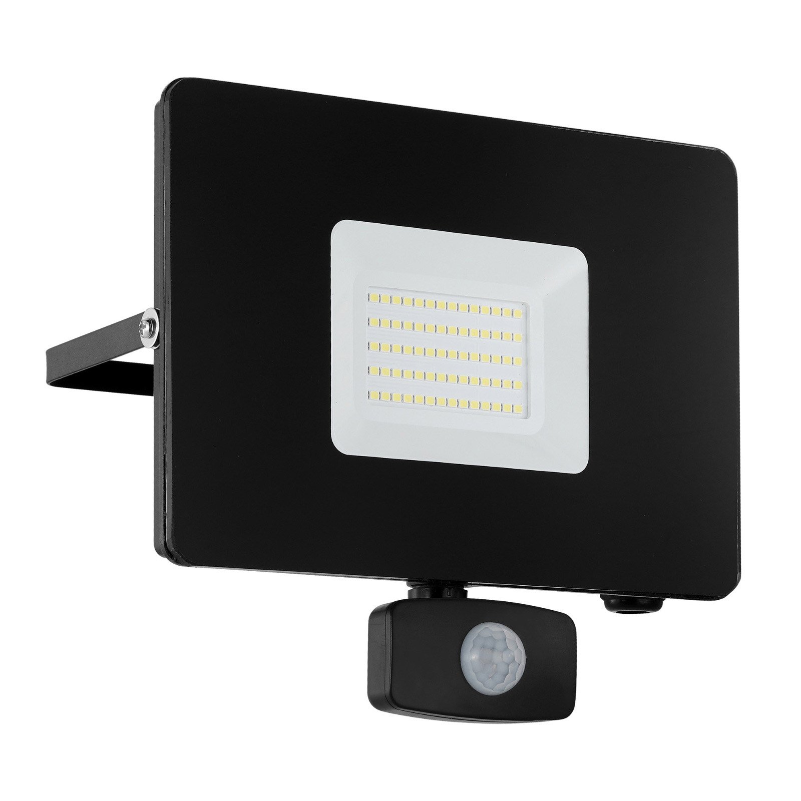 LED buitenspot Faedo 3 met sensor, zwart, 50W
