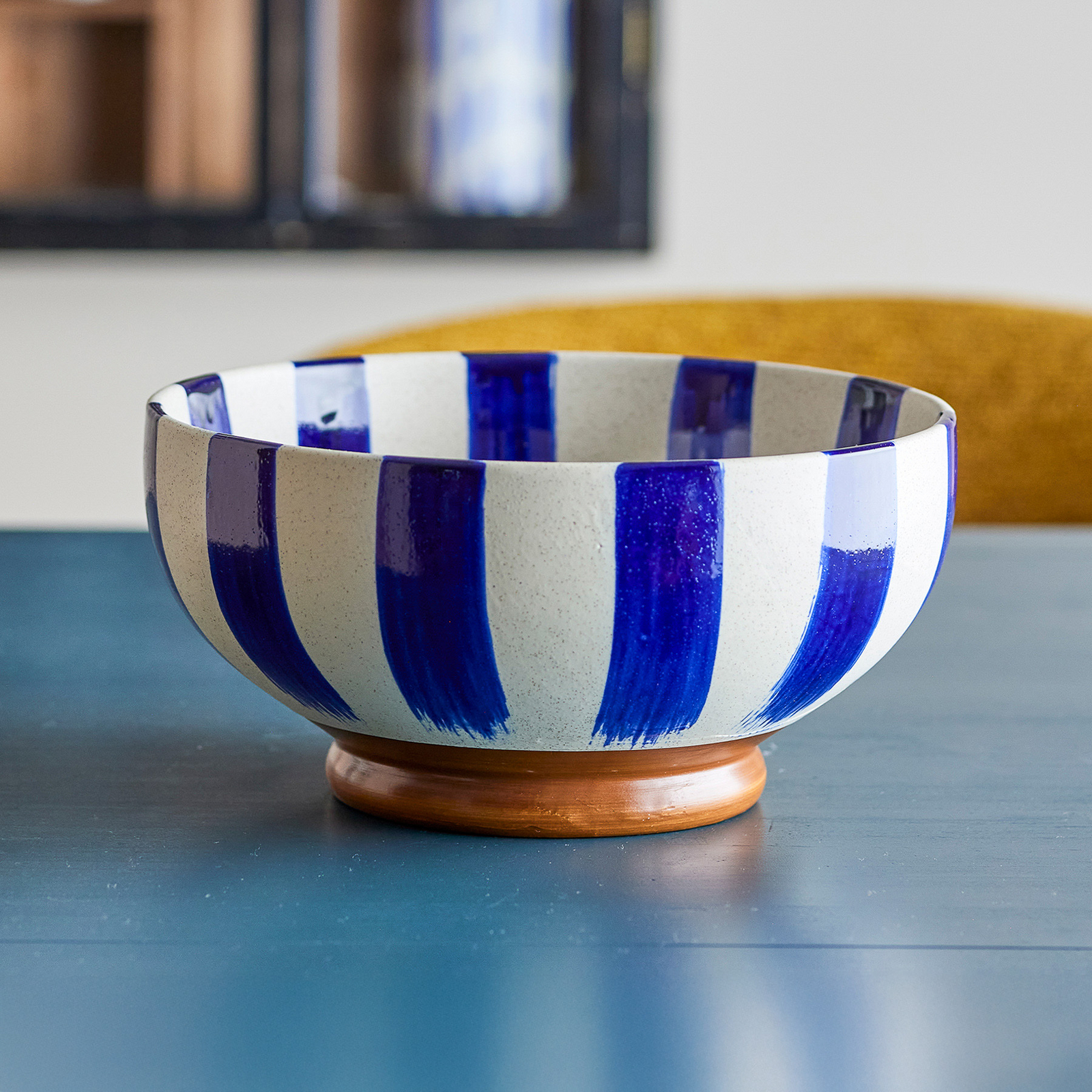 Bol Shakti, bleu/blanc, hauteur 12 cm, céramique - Bloomingville