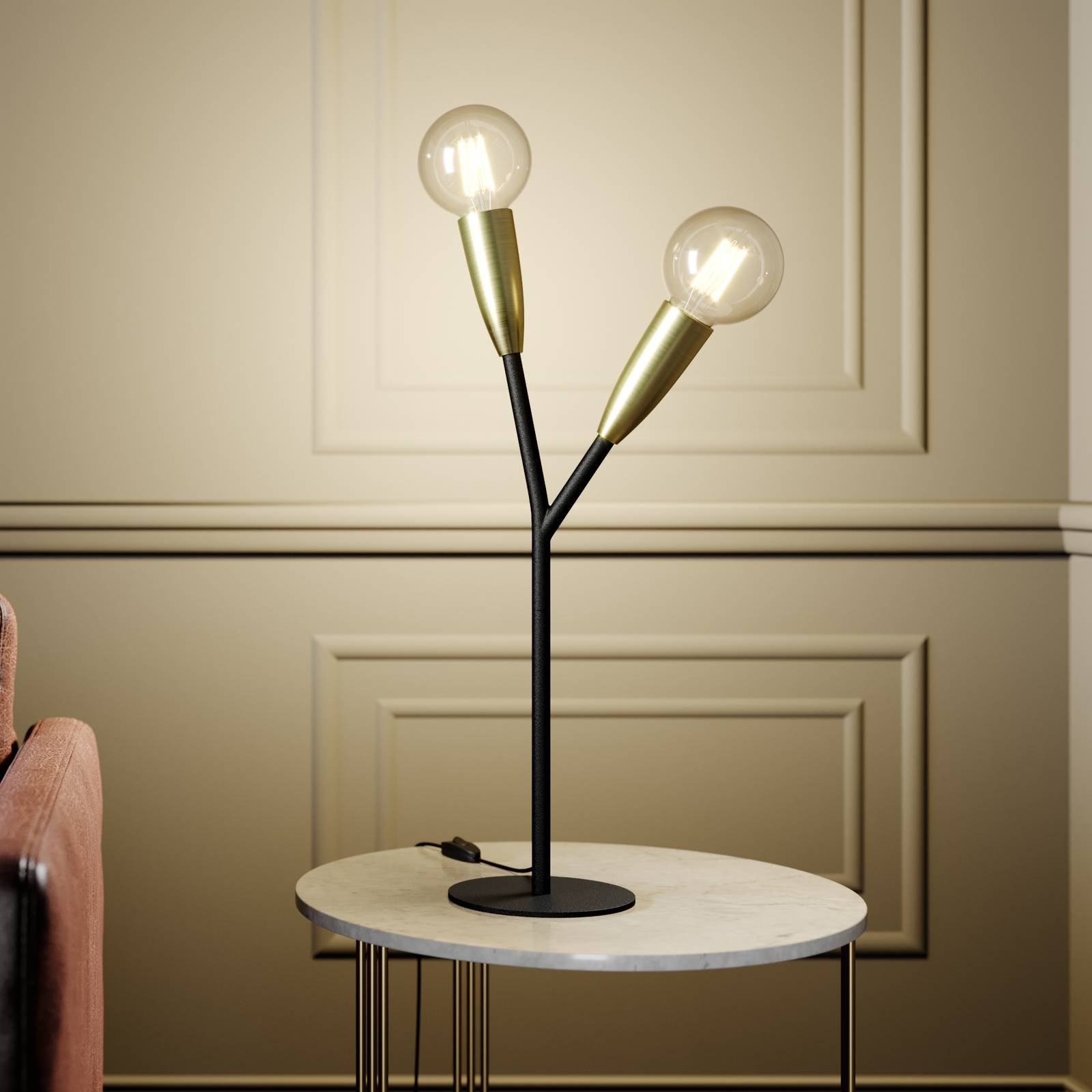 Фото - Настільна лампа Lucande Lampa stołowa  Carlea, 2-punktowa, czarna 