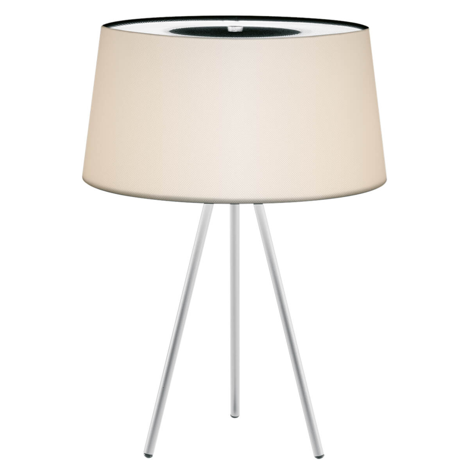 Kundalini Tripod - table lamp cream/ frame grey, for Living / Dining Room, fabric, metal, E14, 40 W, energy efficiency: A++, H: 50 cm