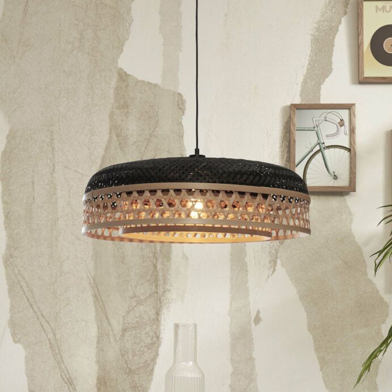 GOOD & MOJO Ubud suspendată Ø 60 cm natur/negru - Camera de zi / sufragerie - natural negru - Bamboo