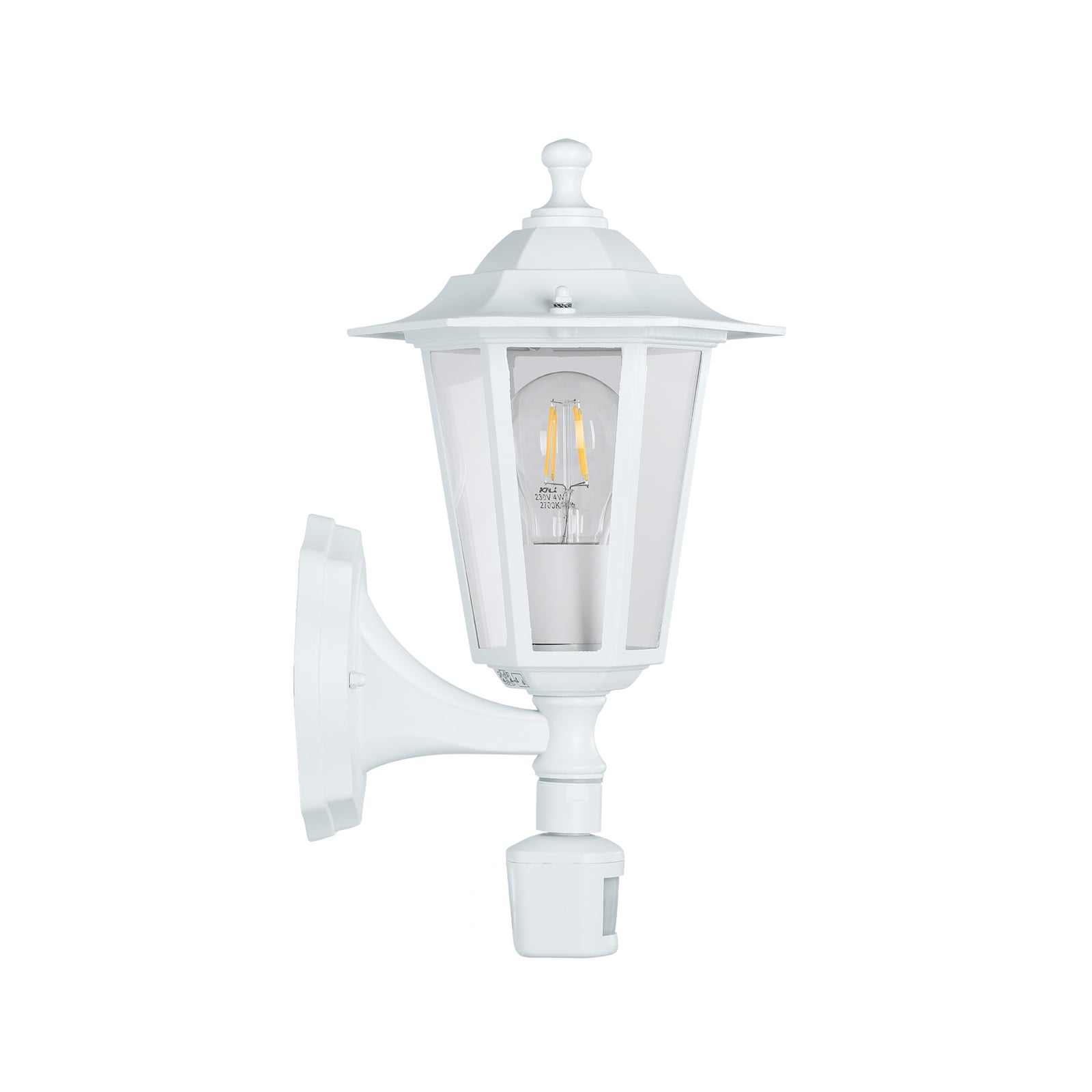 Āra sienas lampa Laterna 5, balta, augstums 36 cm, metāls, sensors