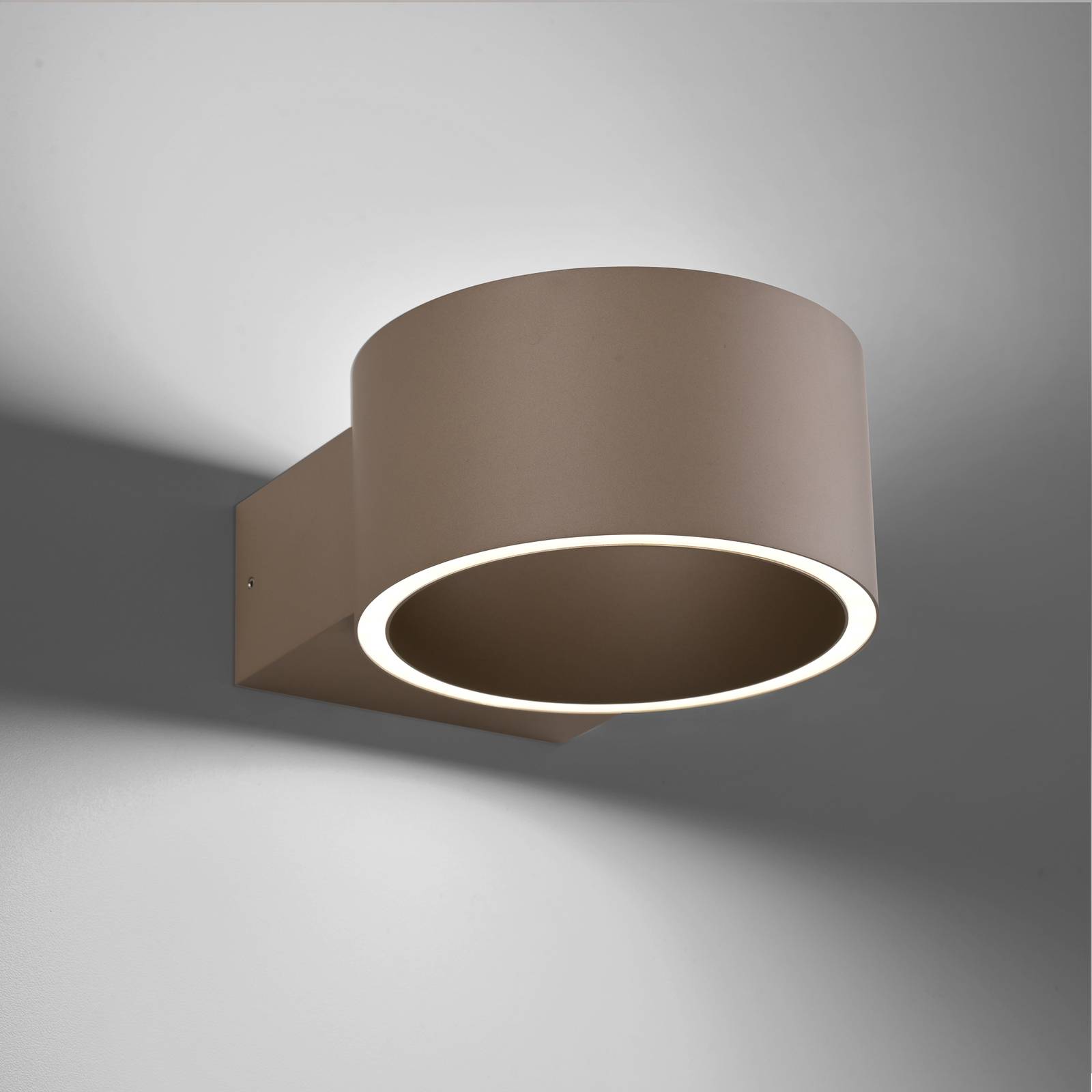 PURE LED-væglampe Clipse bronzefarvet aluminium Ø 15 cm