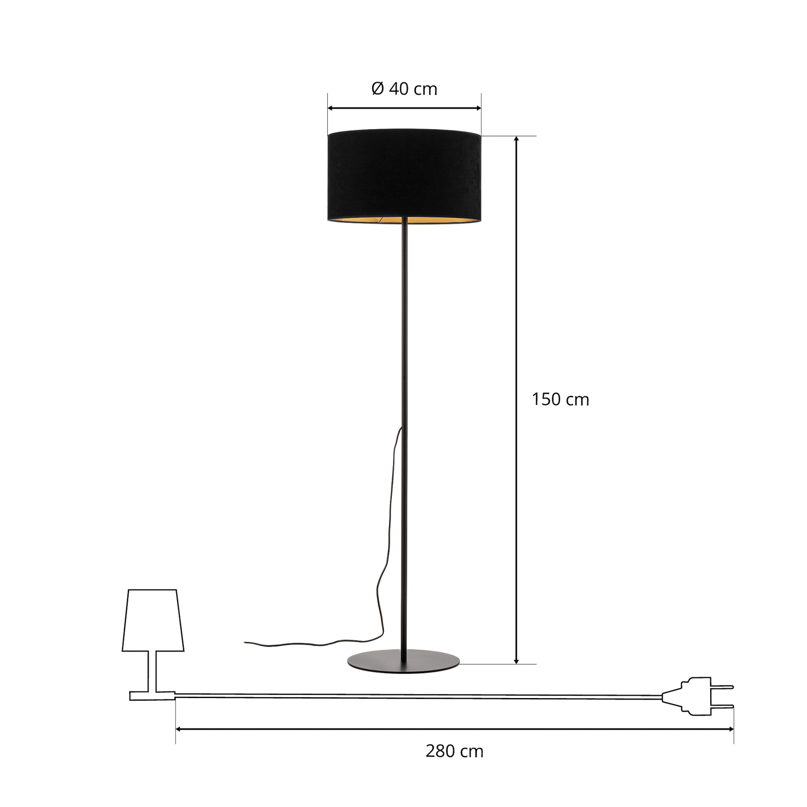 Golden Roller floor lamp black/gold