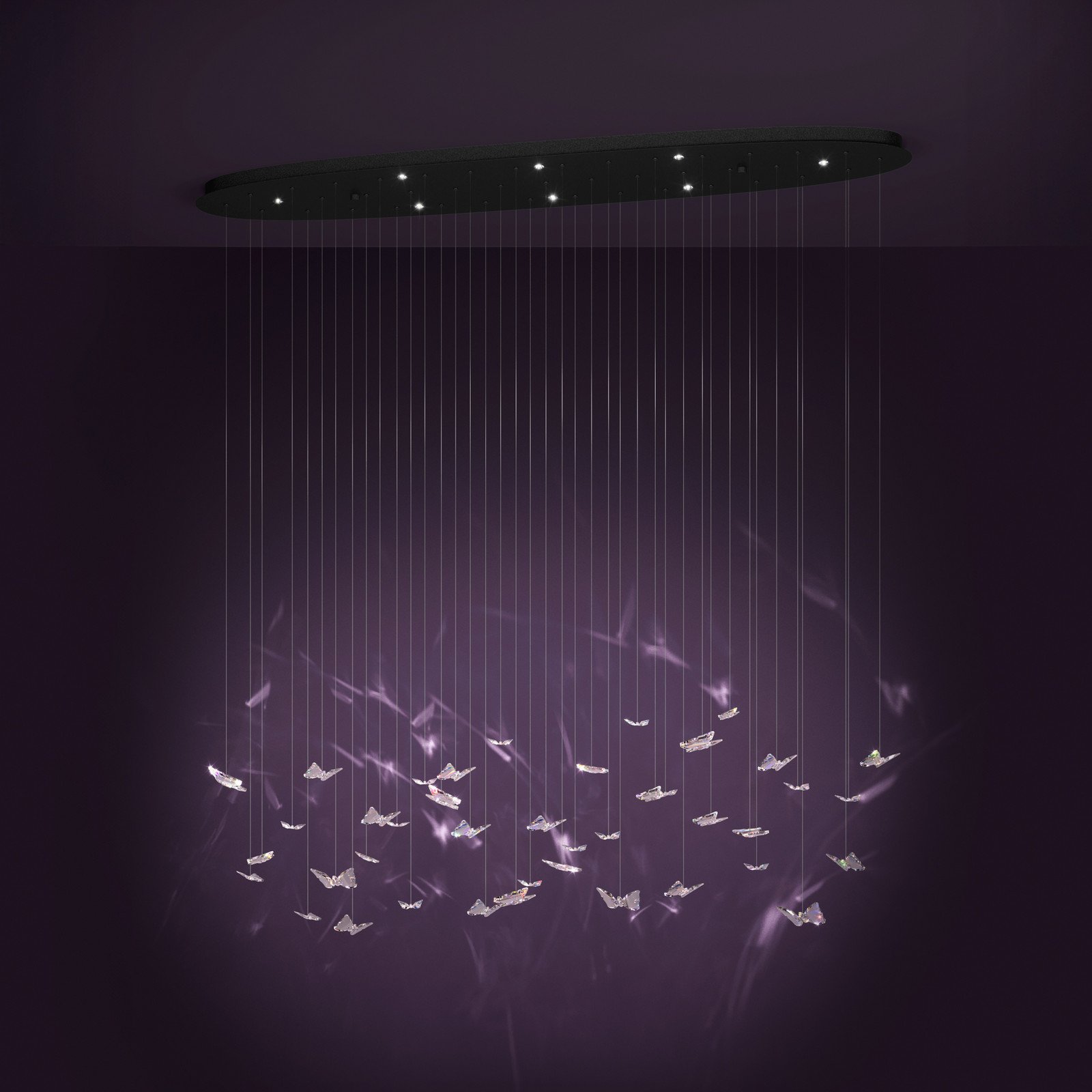 EGLO Stars Of Light Lampă suspendată LED Adrados ovală 8 becuri - Camera de zi / sufragerie - Design - negru transparent - Metal