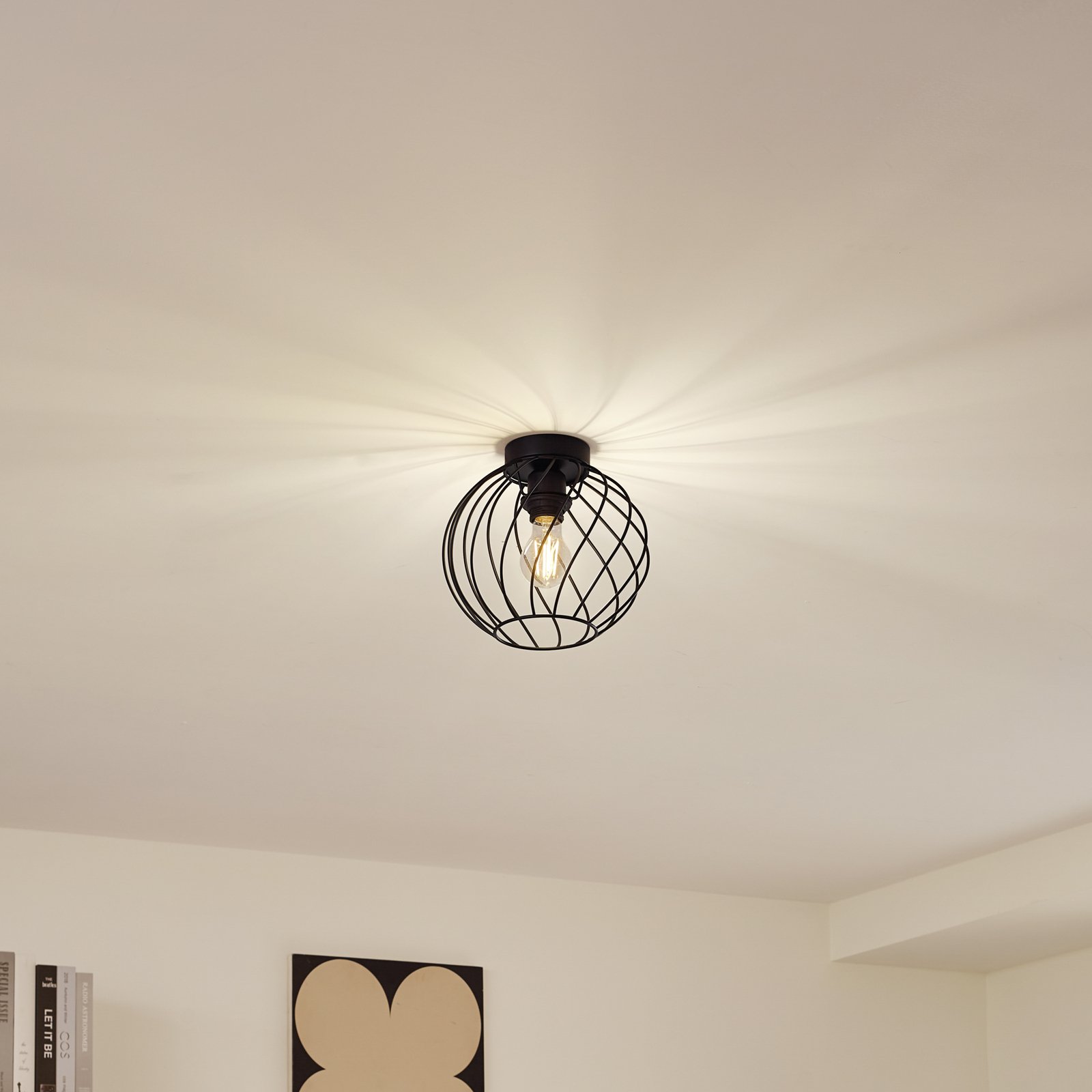 Lindby ceiling light Danika, Ø 25 cm, black, metal