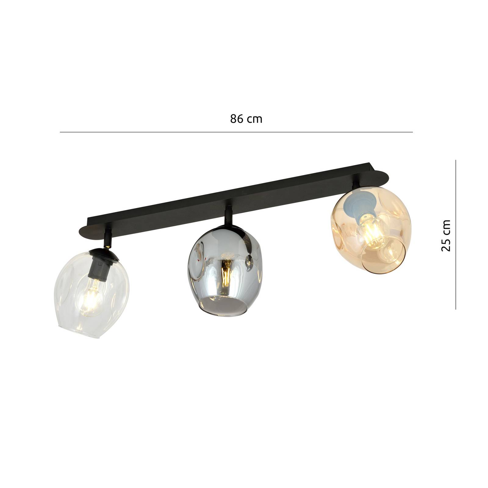 EMIBIG LIGHTING Lampa sufitowa Flow Mix 3-punktowa