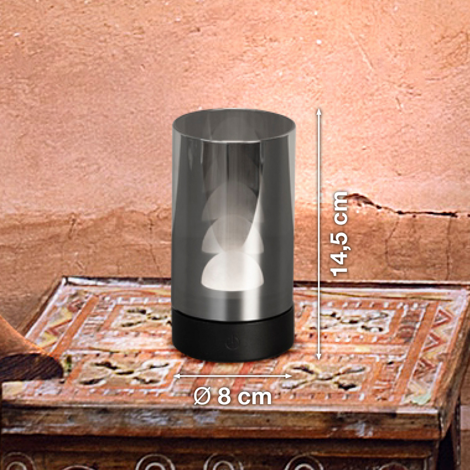 Lampada LED da tavolo ricaricabile Fenya, nero/grigio fumo Altezza 14 cm IP54