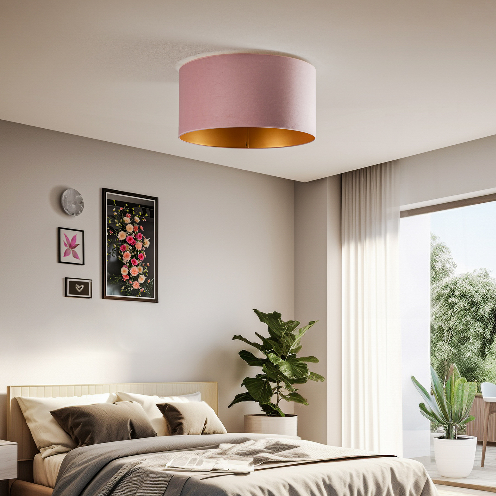 Lampa sufitowa Golden Roller Ø 60 cm różowa/złota