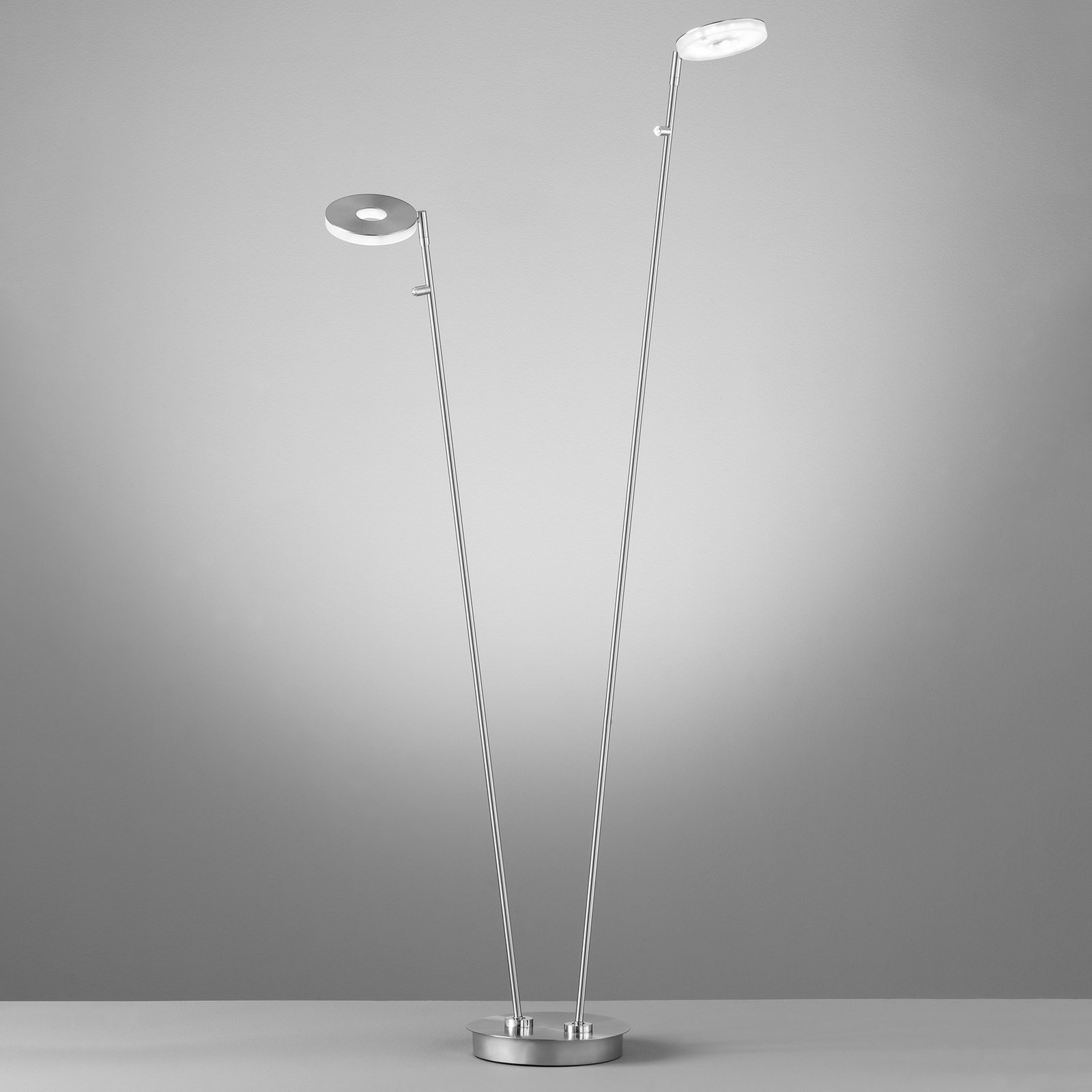 LED-golvlampa Dent, dimbar, CCT, 2 x 8 W nickel