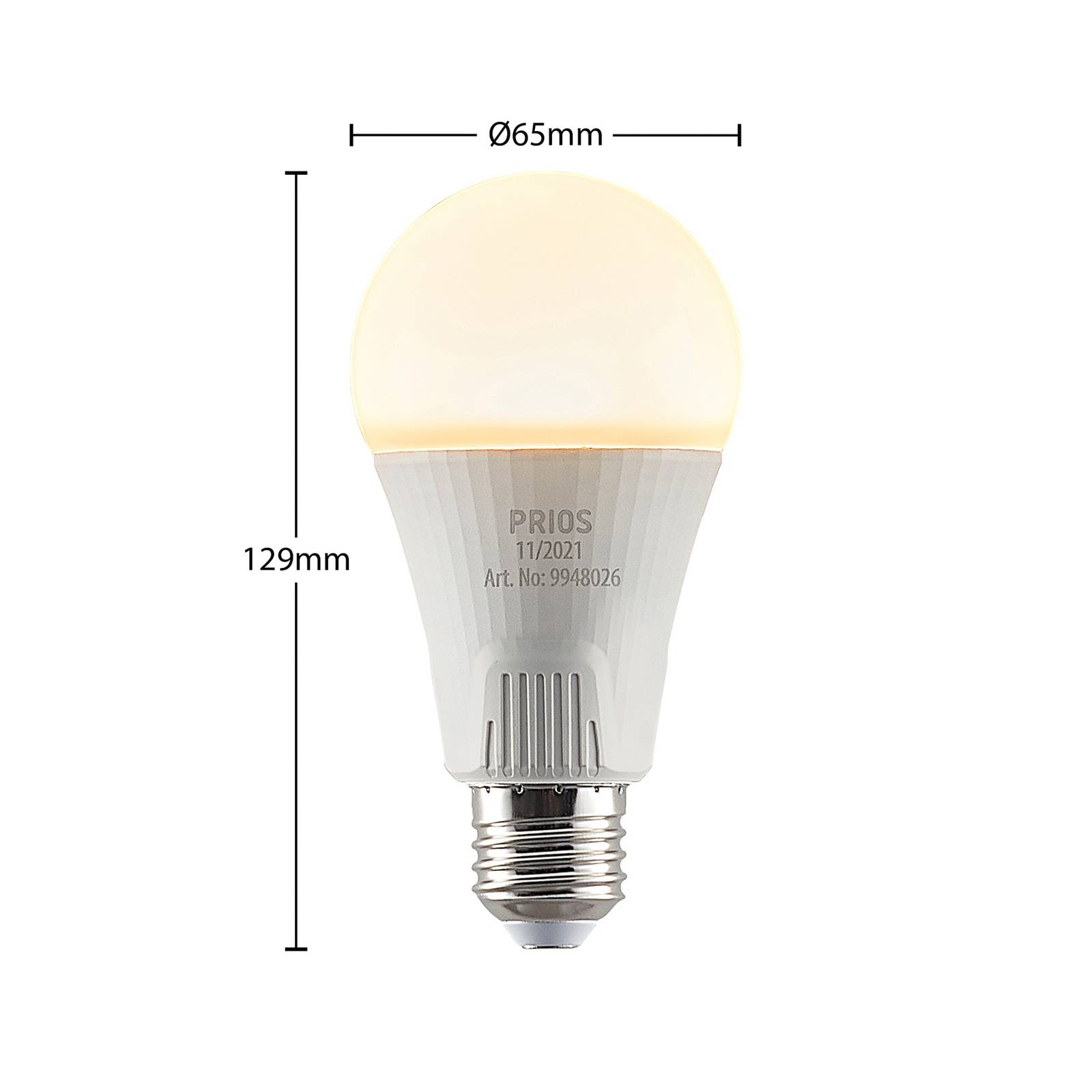 PRIOS Ampoule LED E27 A65 15 W blanc 3 000 K x10