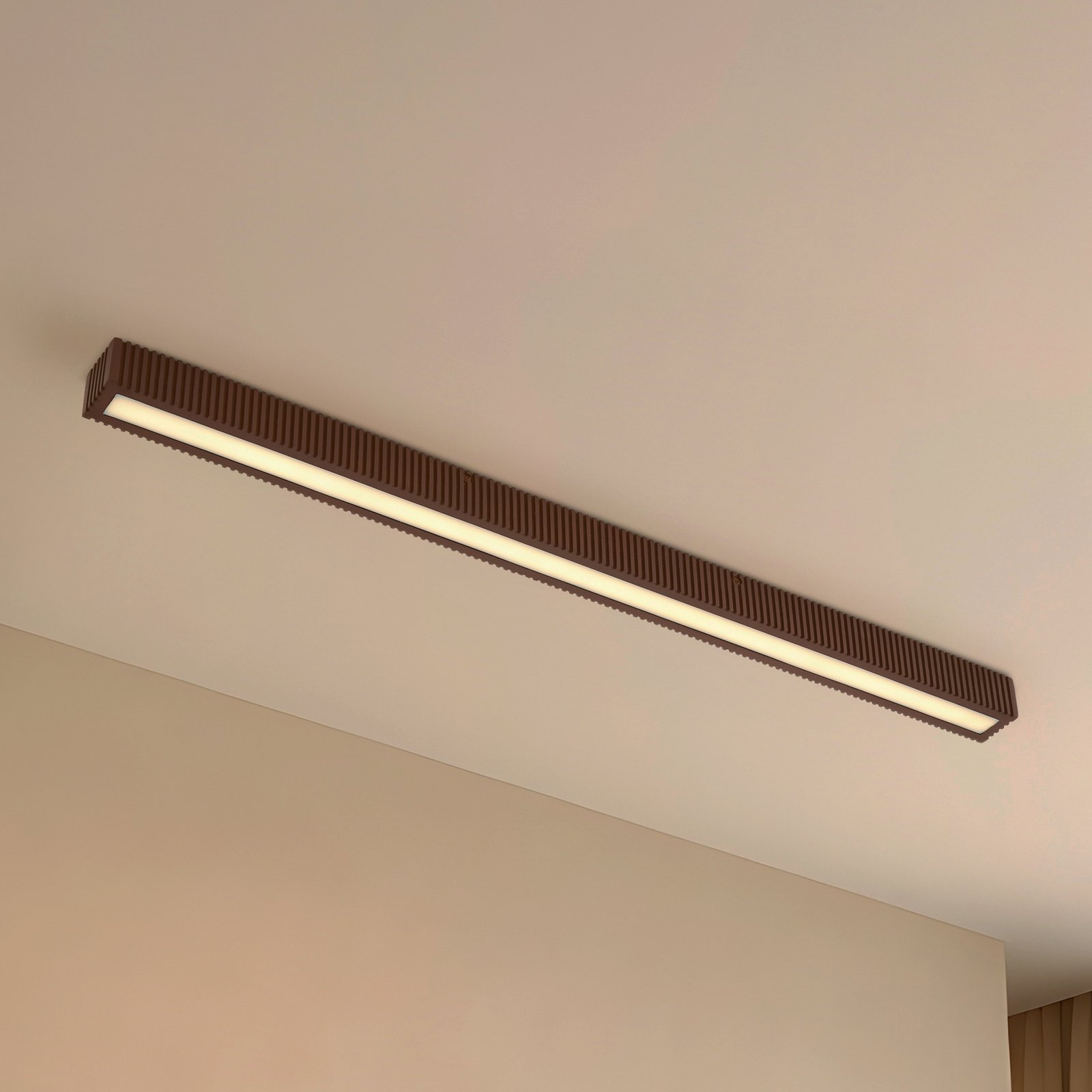 Lucande LED-Deckenleuchte Emara, holz dunkel, Eiche, dimmbar