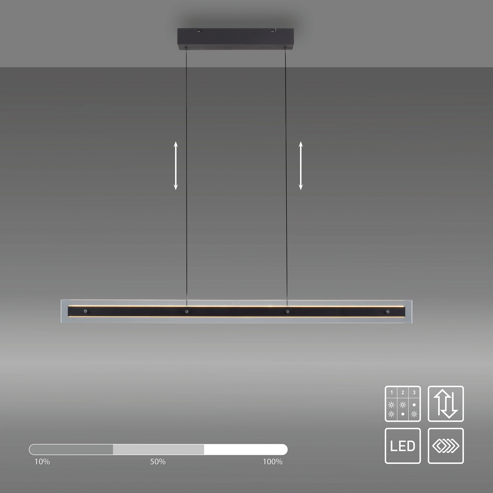 Schöner Wohnen LED-visoka svetilka Lena, črna, z možnostjo zatemnitve, Lift Schöner Wohnen LED-visoka svetilka Lena, črna, z možnostjo zatemnitve, Lift