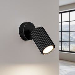Foco de pared carbono, negro, proyección 16 cm, interruptor, aluminio