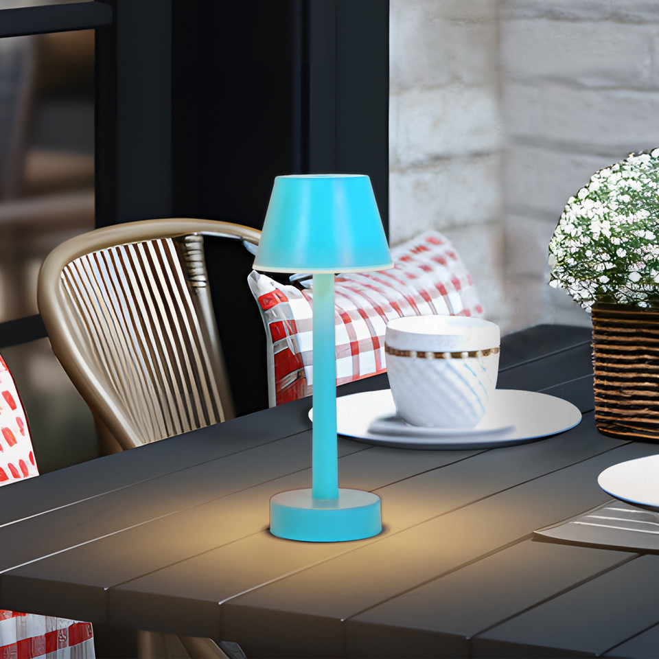 Lindby Gaja LED Portable Bordslampa IP44 RGBW, blå från Lindby