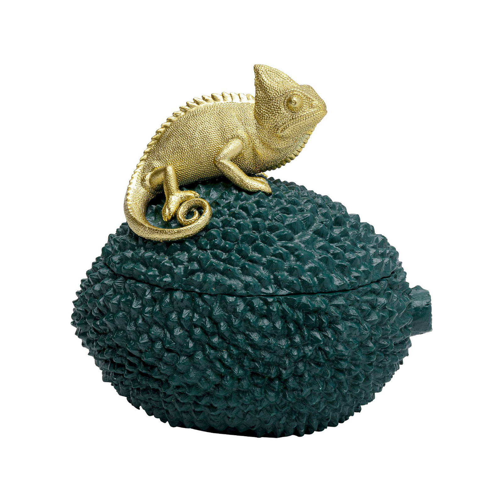 KARE decoratieve doos Kameleon, hoogte 20 cm, donkergroen, goud