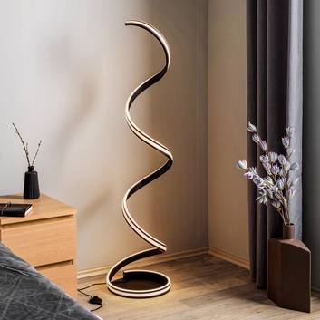 Lindby Salloa spiraal-vloerlamp dimmer CCT zwart