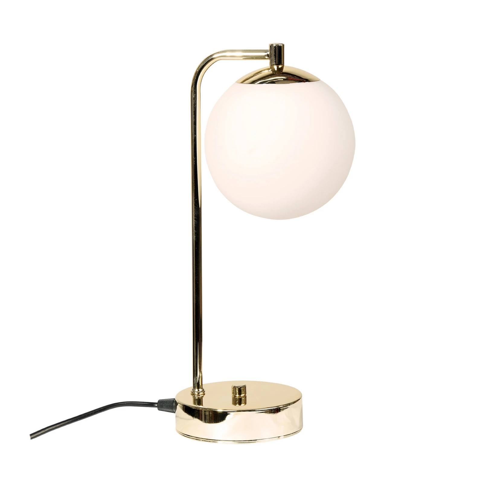 lampe à poser Rico, verre/métal, doré/blanc, hauteur 36 cm